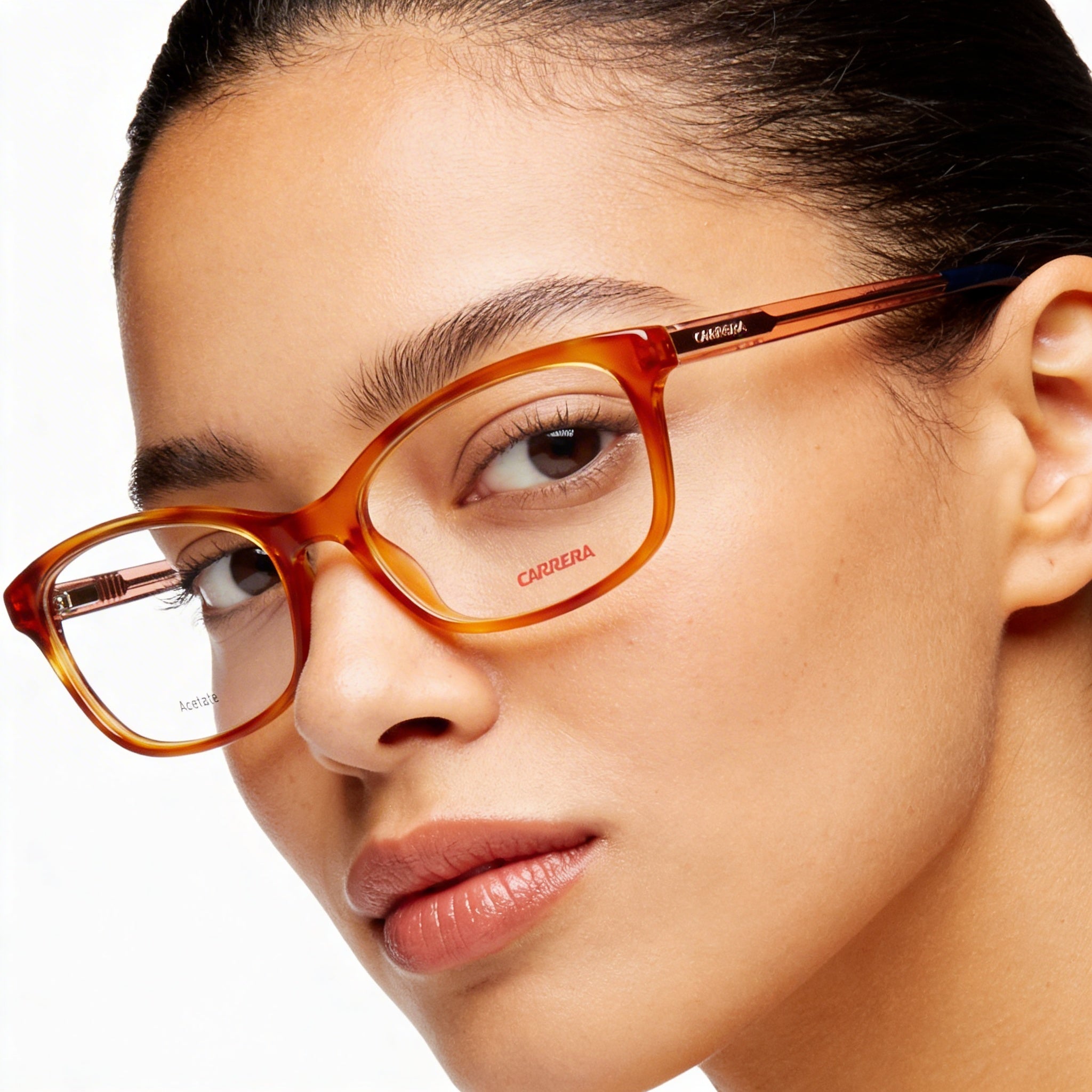 Carrera Modern Women's Havana Peach Acetate Rectangle Eyeglasses with 52mm Lens Width and 140mm Temple, Photo 4