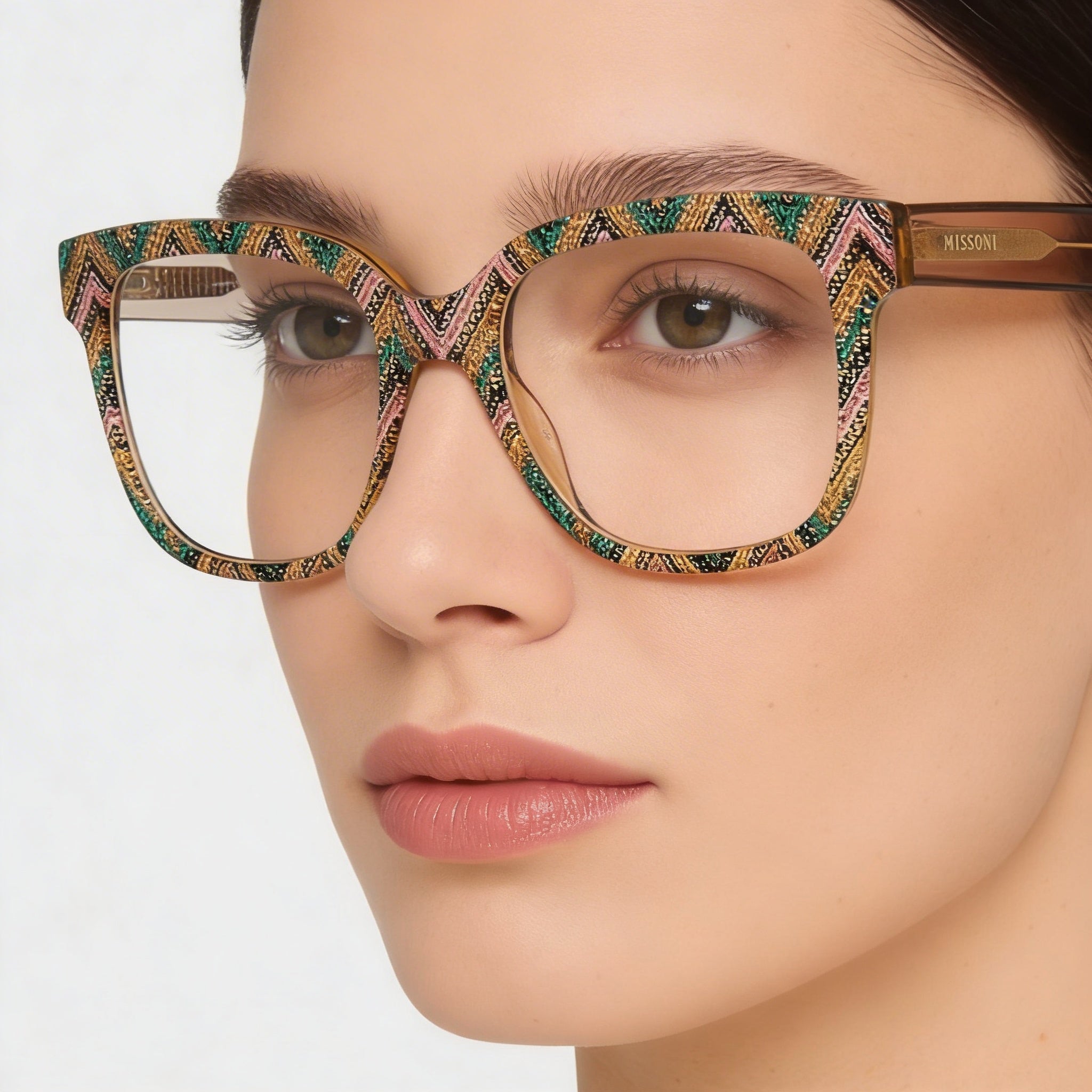 M Missoni Casual Women's Acetate Optical Eyewear Frame Pattern Pink Green Size 51-18-140, Photo 3