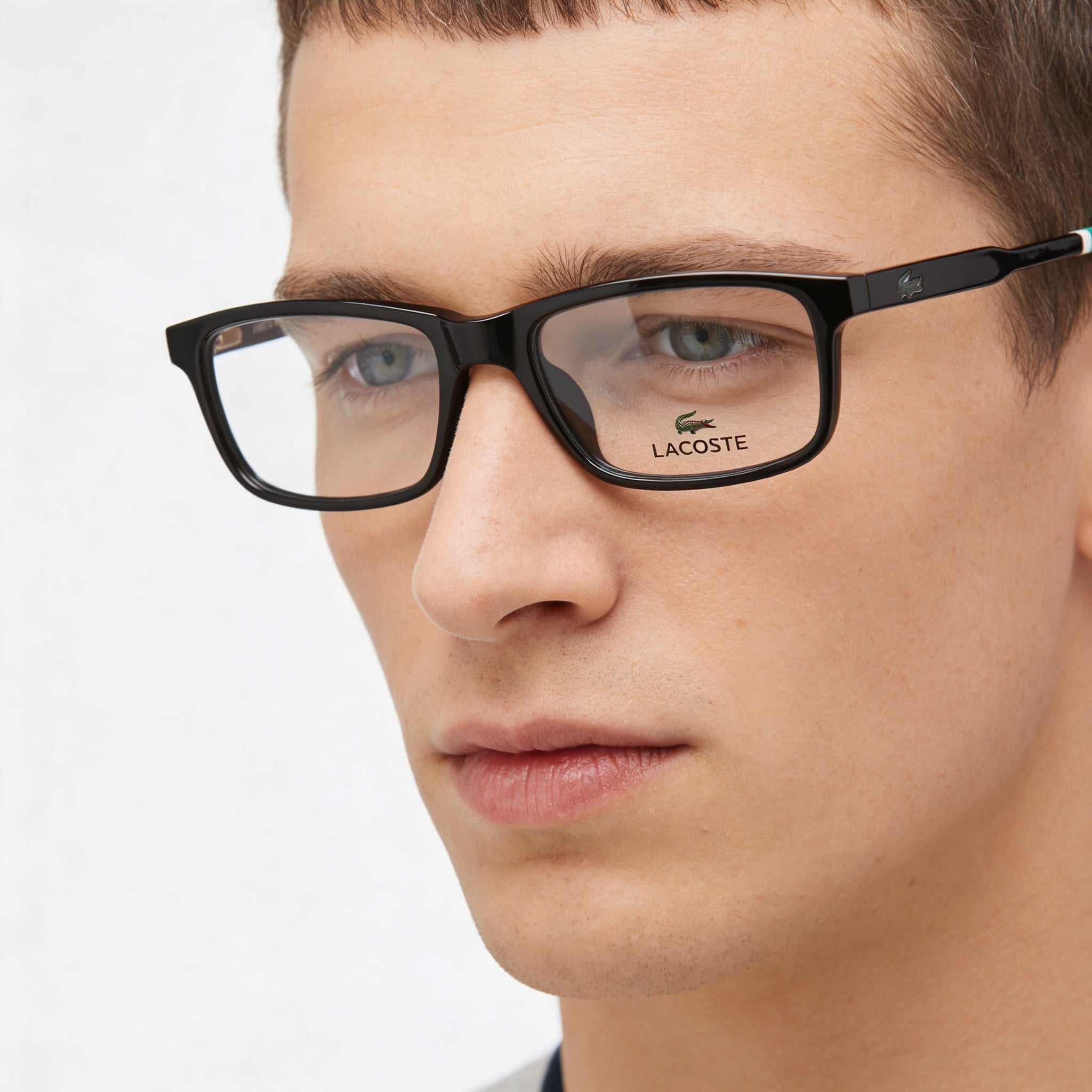 Gafas Lacoste Modern para hombre con montura inyectada en negro: lentes de 49 mm, puente de 16 mm y patillas de 140 mm., Photo 4