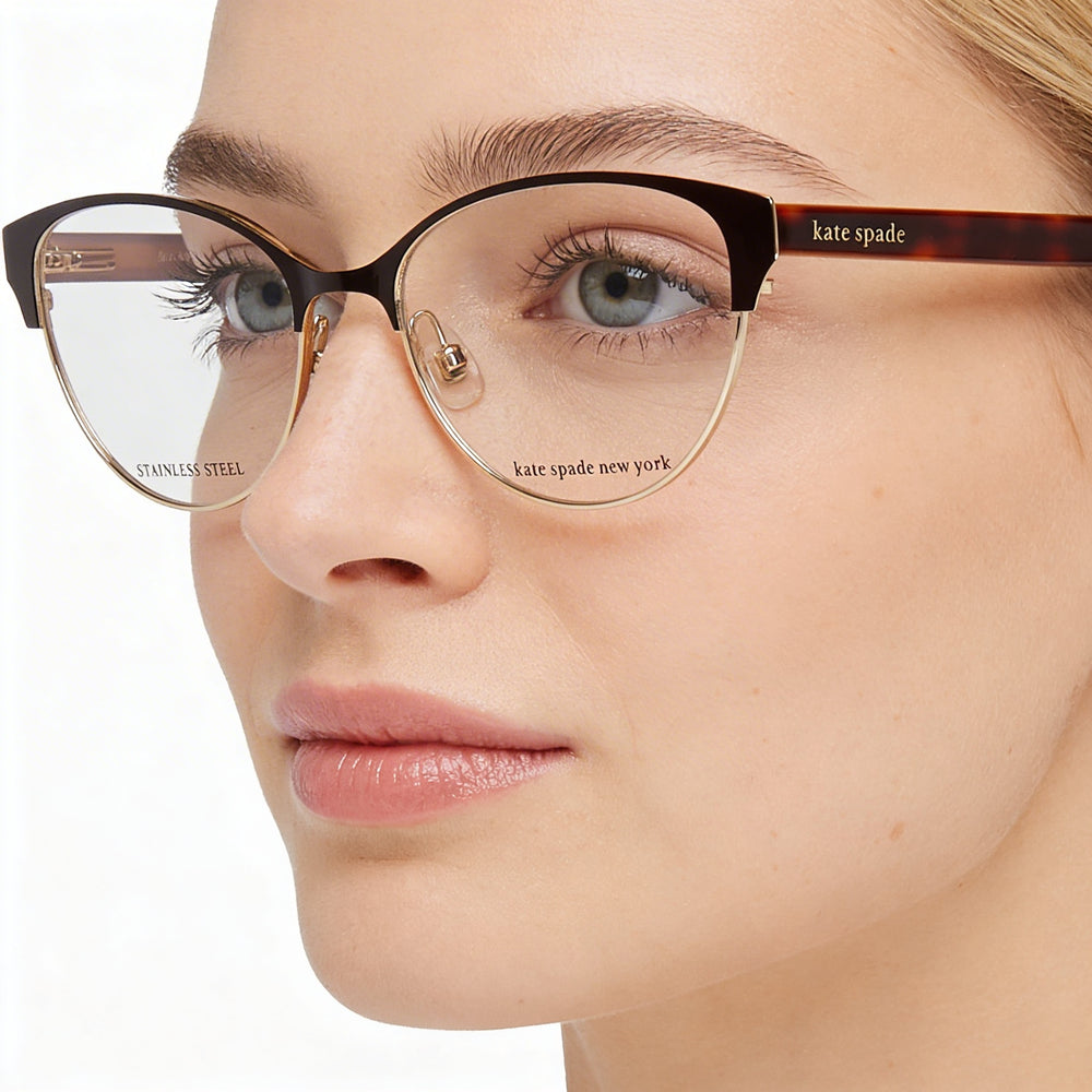 kate spade new york Emelyn Gafas de mujer de acero inoxidable marrón con lentes no demostrativas de 52 mm