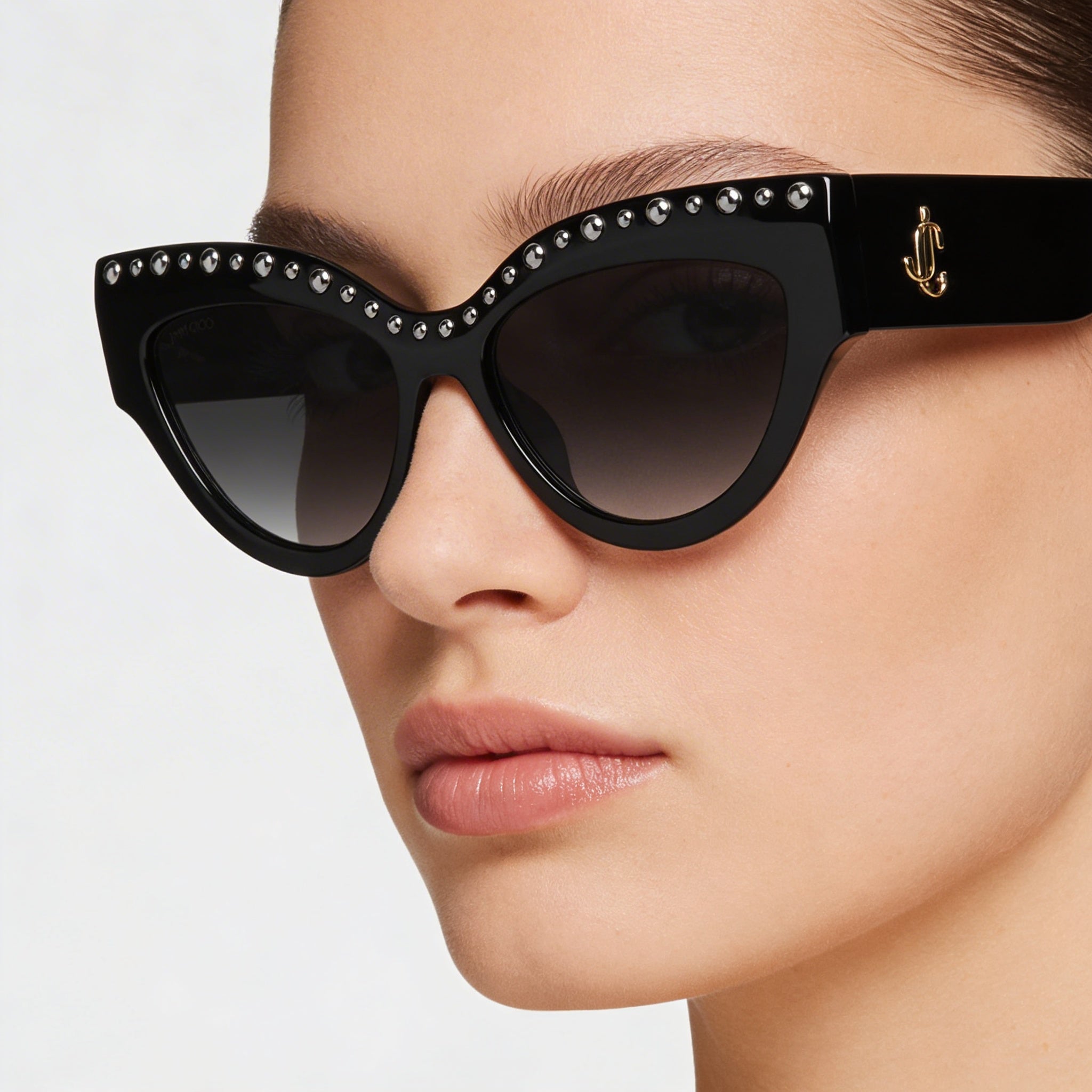 JIMMY CHOO Sonja/G/S Women's Sunglasses with Black Acetate Frame and UV Protected Black Lenses 55mm, Photo 4