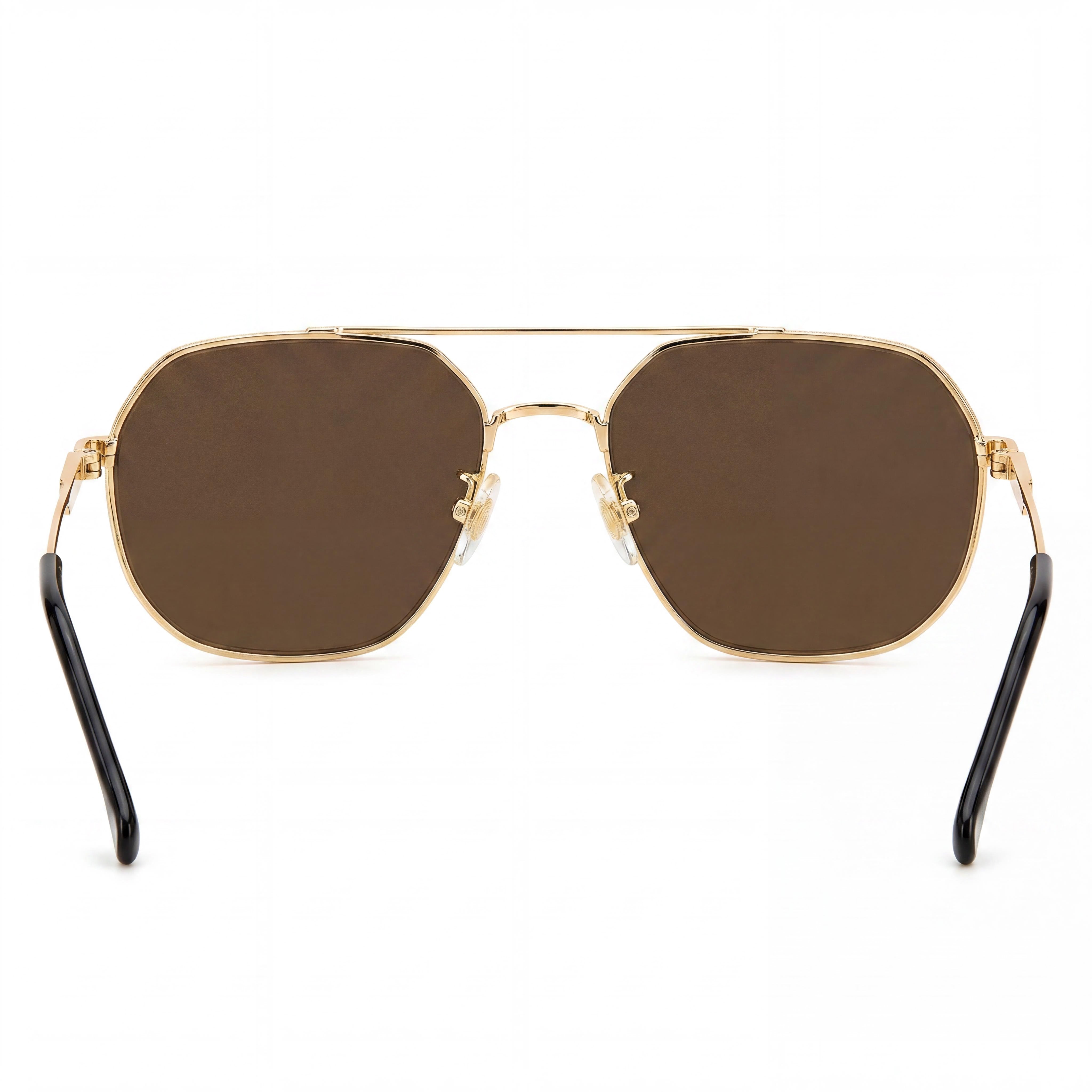 Gafas de sol Carrera Classic unisex de acero inoxidable dorado con lentes marrón oscuro y protección UV de 58 mm, Photo 3