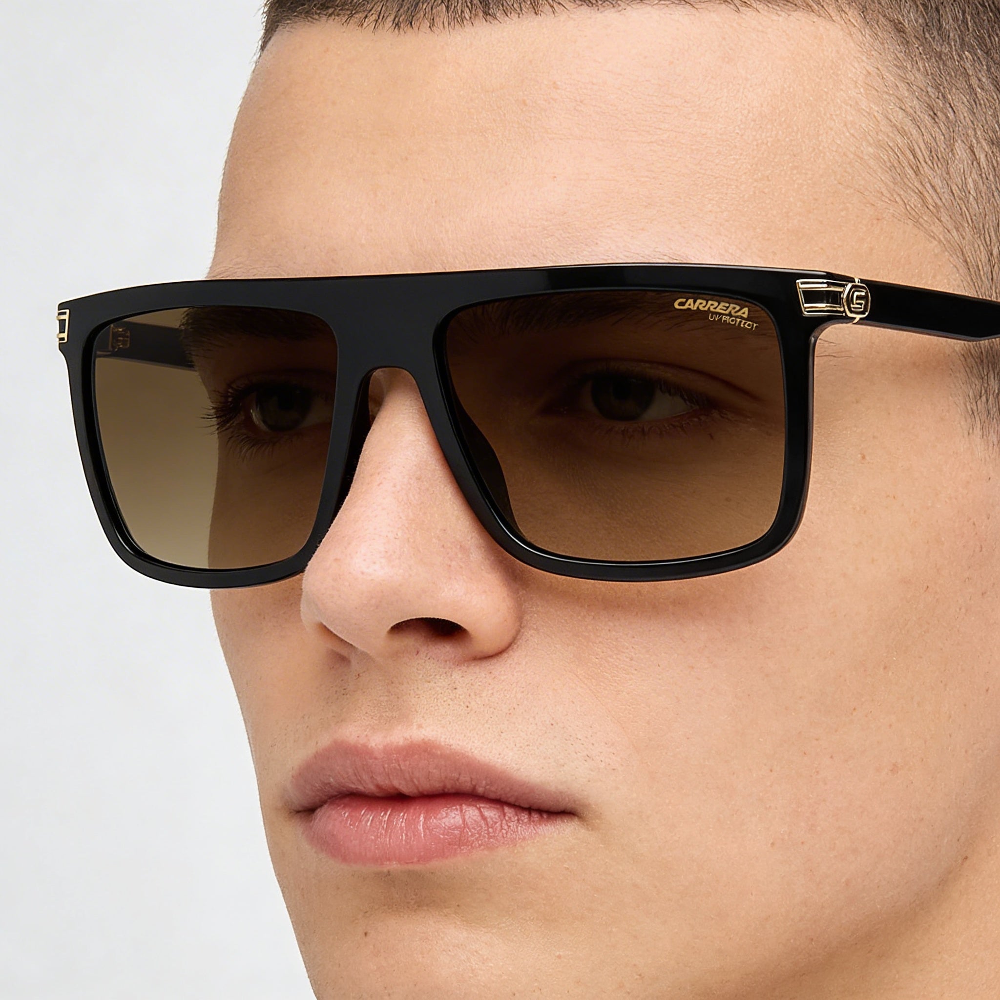 Carrera 1048/S Unisex Black Grey Brown Shaded Polyamide Frame, Grey Brown Shaded Non-Polarized UV Protection Lenses 58mm, Photo 4