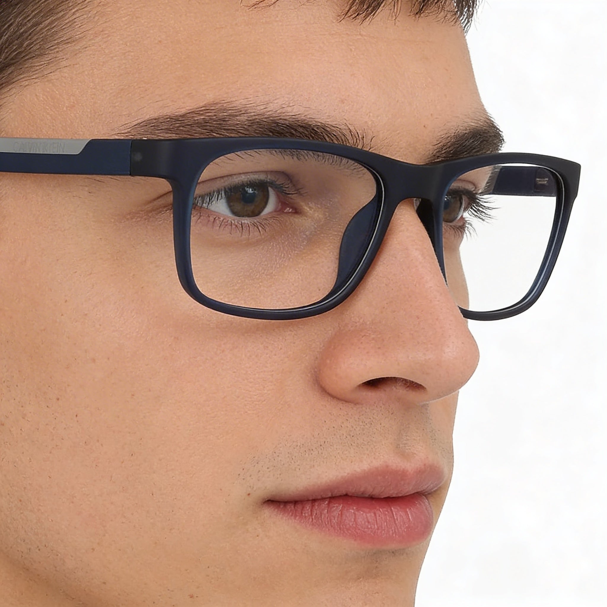 Calvin Klein UNPOLARIZED Men's Matte Crystal Navy Plastic Frame Eyeglasses with Polycarbonate Lenses 52mm, Photo 4