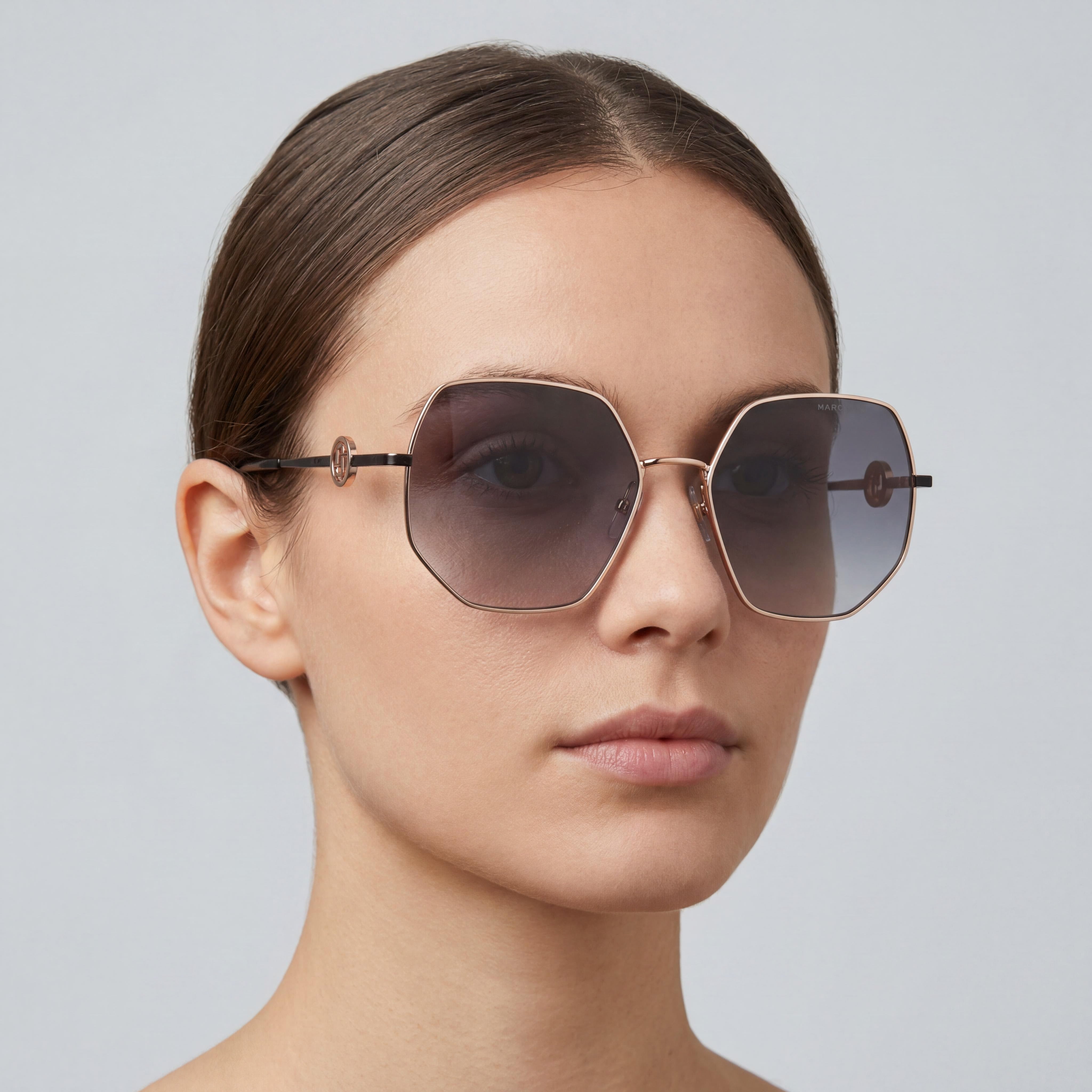 Marc Jacobs Casual Women's Metal Frame Sunglasses, Gold Havana, Brown Shaded Polycarbonate Lenses, 59-17-140, Photo 4
