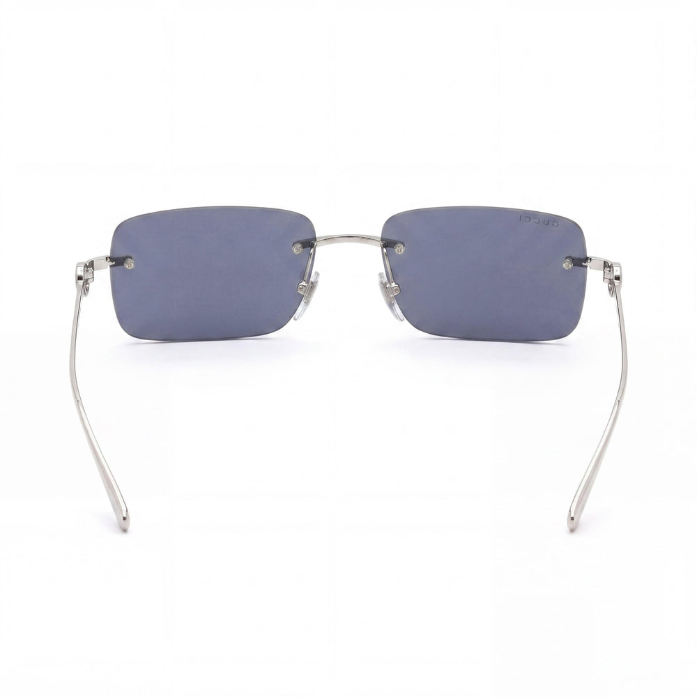 Gafas de sol Gucci Casual para mujer con montura metálica azul plateado y protección UV 100 %, lentes no polarizadas, 55 mm