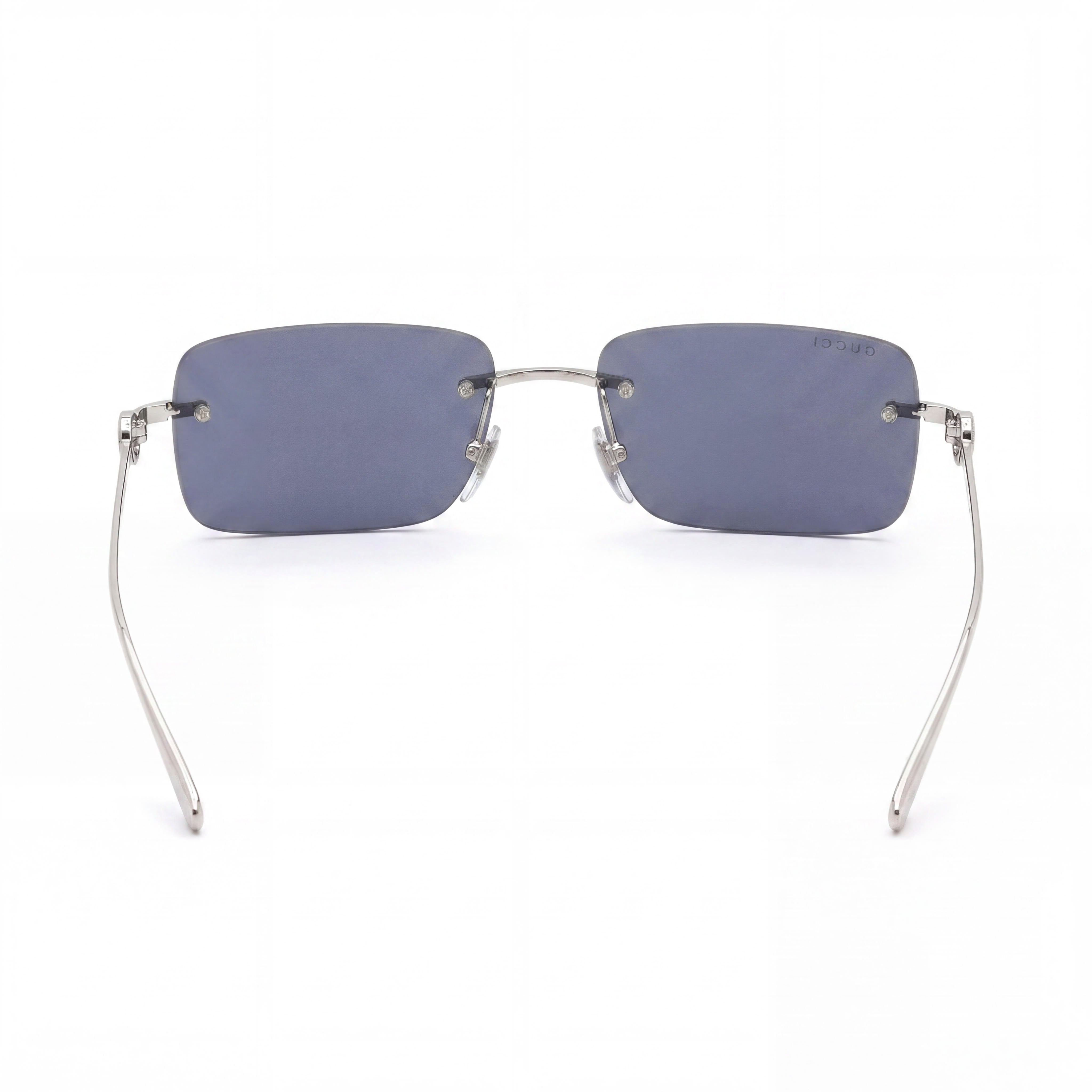 Gafas de sol Gucci Casual para mujer con montura metálica azul plateado y protección UV 100 %, lentes no polarizadas, 55 mm, Photo 3
