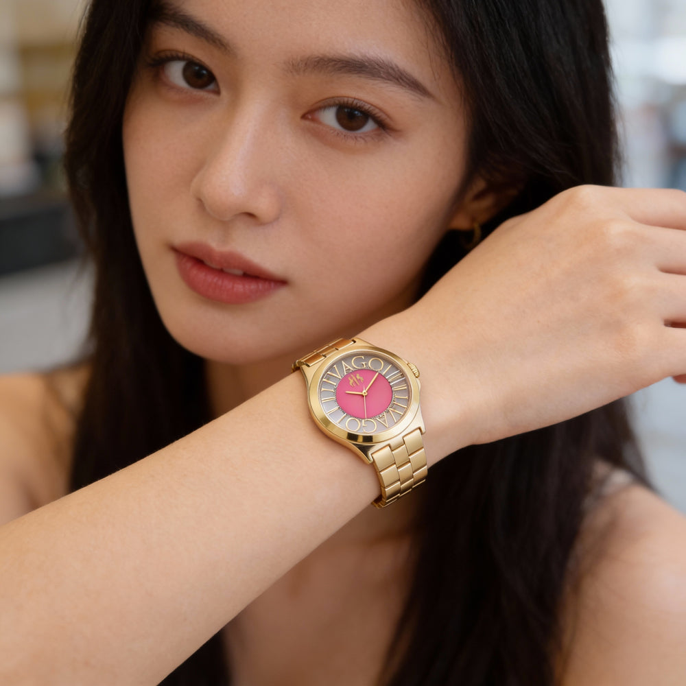 Reloj de cuarzo Jivago Casual para mujer, de acero inoxidable, color rosa, de 40 mm