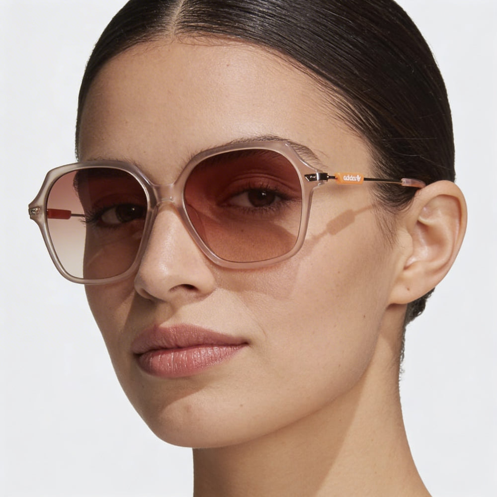 adidas Originals Or0082 para mujer, color rosa claro mate, oro rosa brillante, plástico, protección UV, sin polarizar, espejo Roviex 55