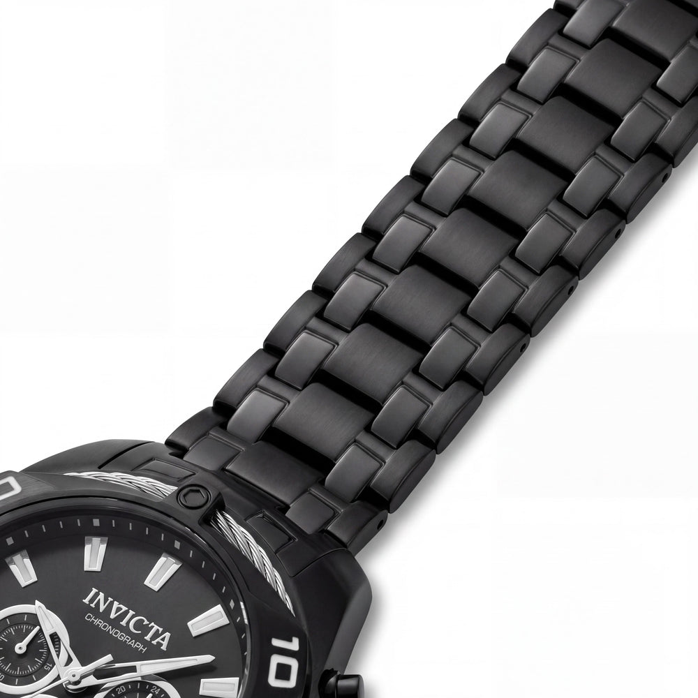 Reloj Invicta Bolt de Cuarzo para Hombre con Cronógrafo, Esfera Negra, Brazalete de Acero Inoxidable y Caja de 50 mm