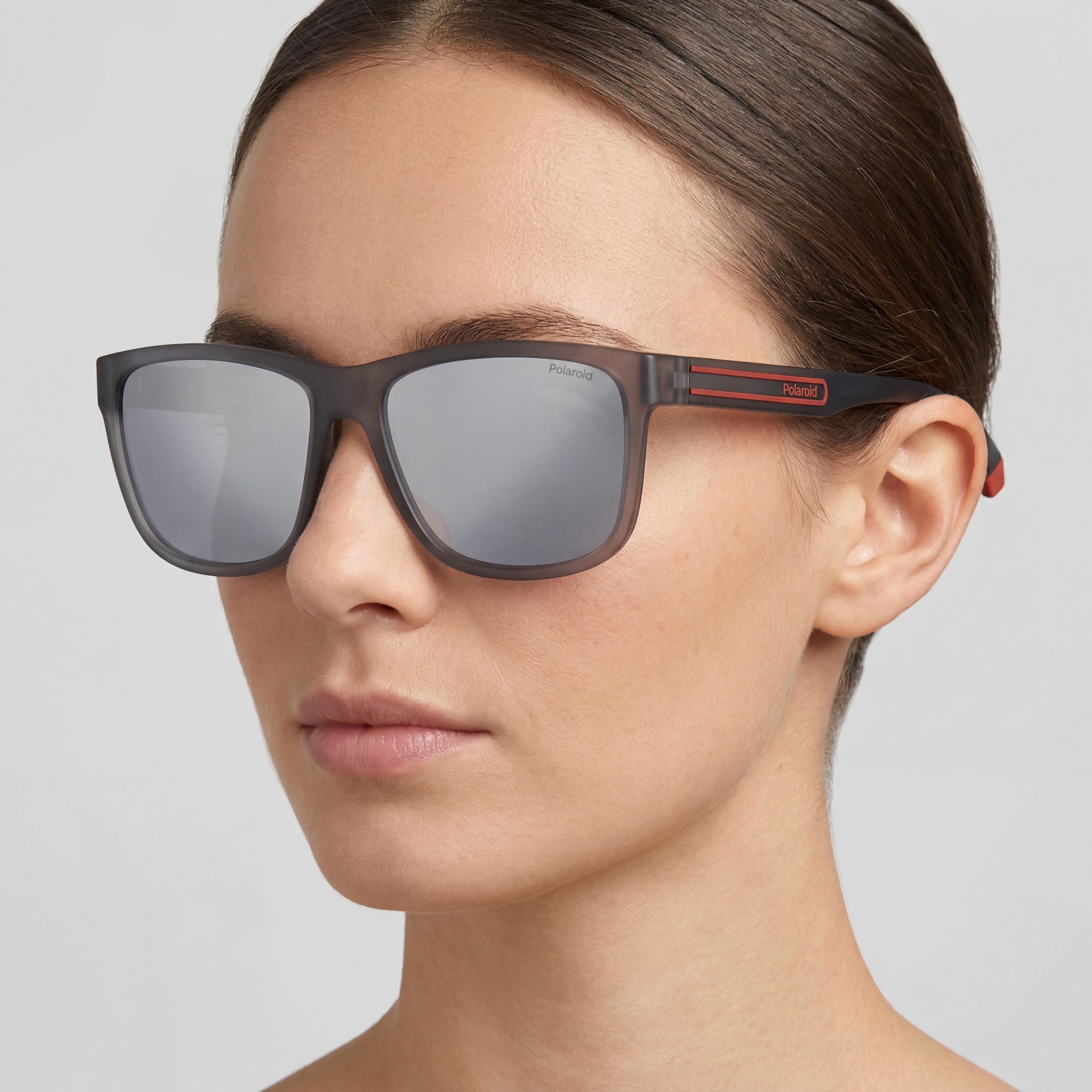 Polaroid Modern Women's Polarized Polycarbonate Sunglasses, UV Protection, Matte Grey Silver Grey 57-17-140, Photo 5