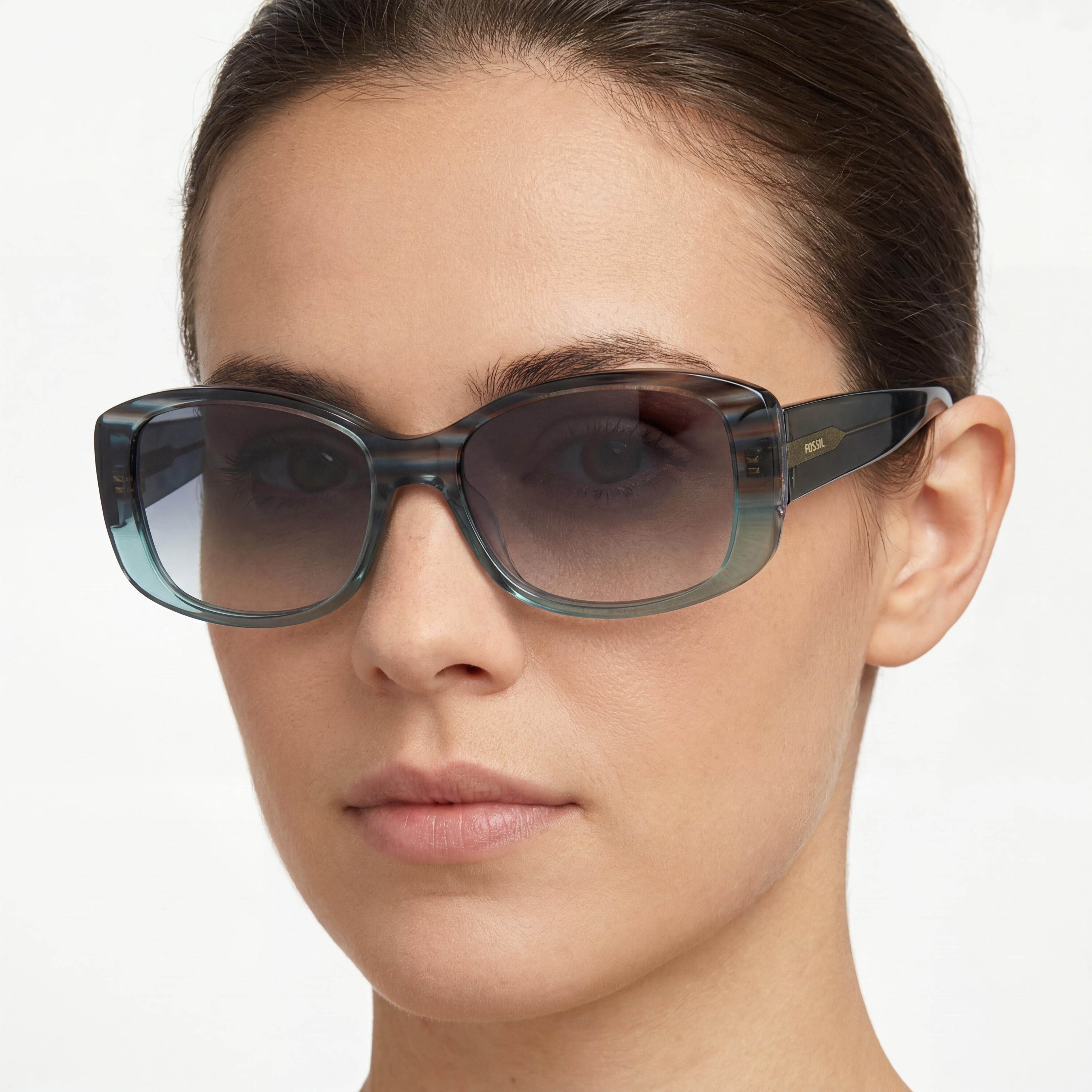 Fossil Fos 2138/S Women's Teal Blue Plastic Green Shaded Non-Polarized Sunglasses 54mm, Photo 4