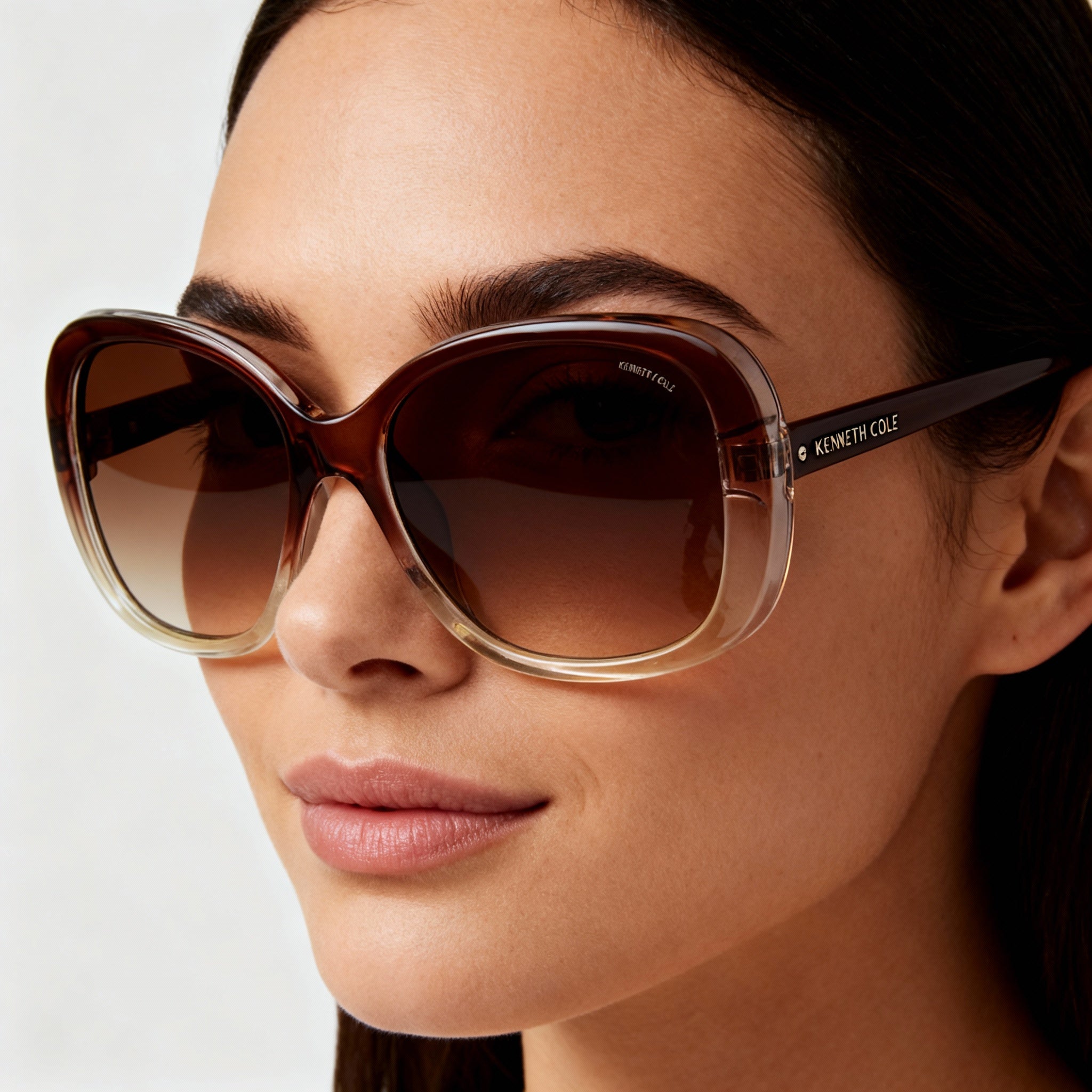 Kenneth Cole New York Kc5745f Women's Plastic Sunglasses, Shiny Light Brown, Gradient Brown Non-Polarized, 57-17-135, Photo 3