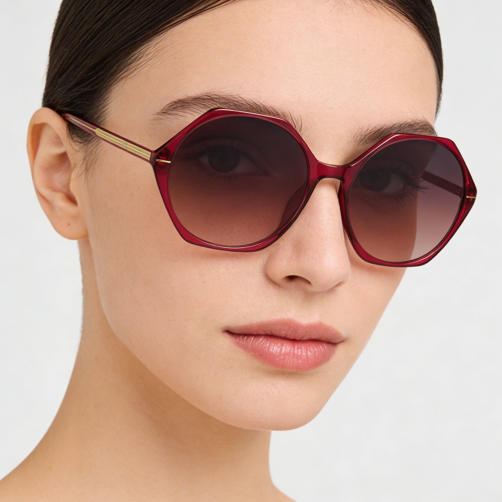 Gafas de sol Hugo Boss ligeras y minimalistas para mujer con montura de magnesio color cereza y protección UV 56-18-140, Photo 4