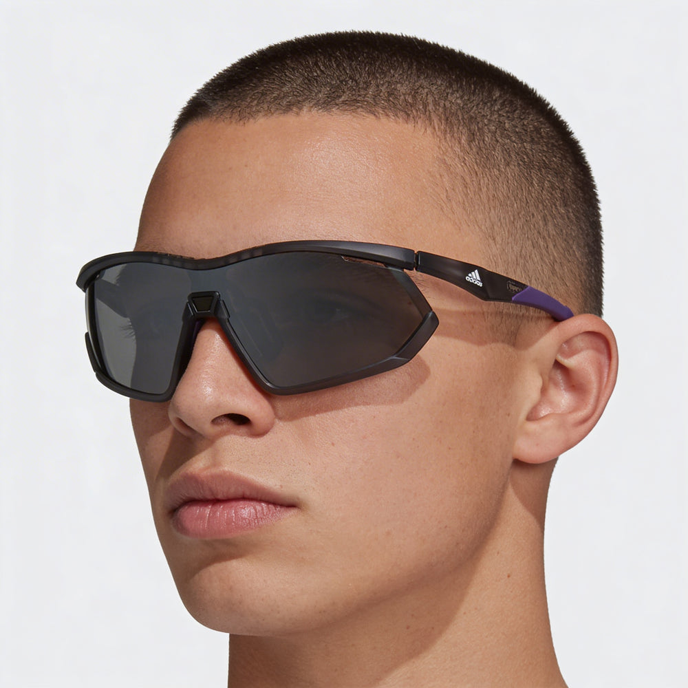 adidas Classic Unisex Sport Frosted Grey Composite Frame Sunglasses with Smoke Mirror Non-Polarized UV Lenses 59mm
