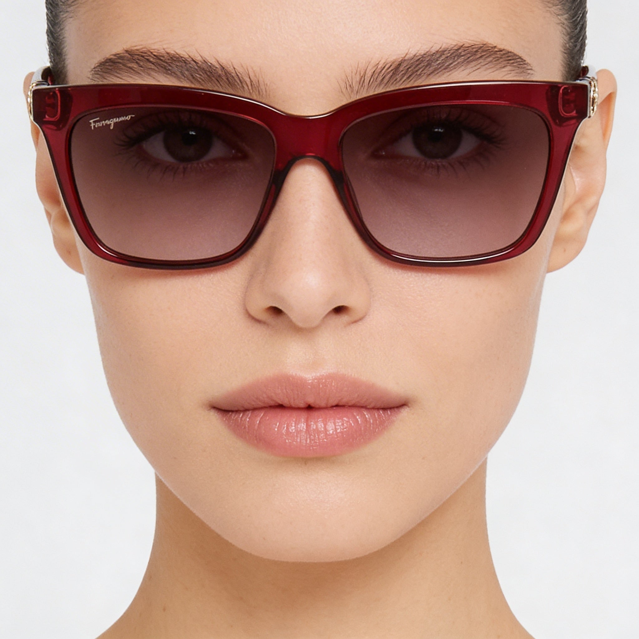 Ferragamo SF1027S Women's Crystal Wine Frame Bordeuax Gradient 100% UV Rectangular Sunglasses 55mm, Photo 4