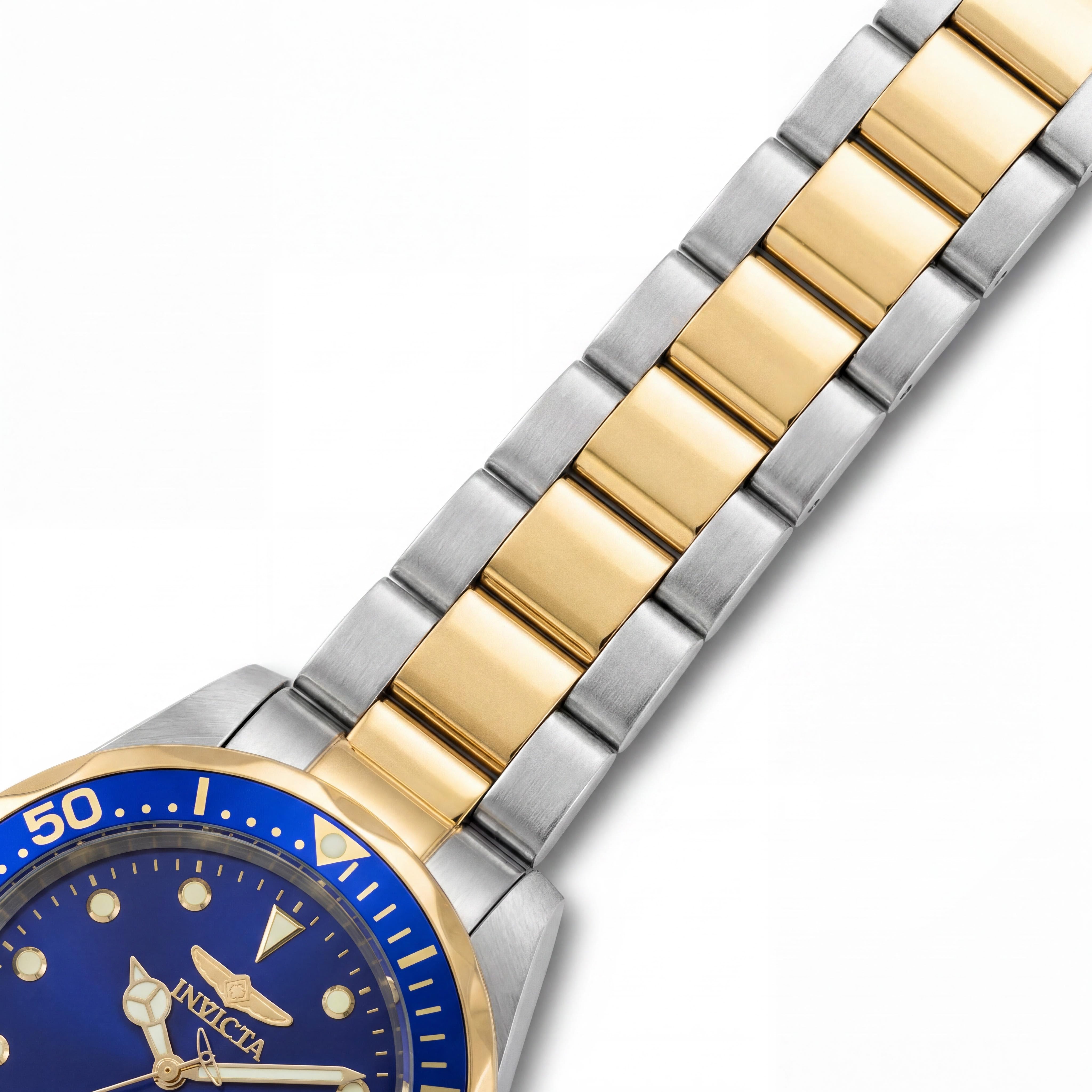 Invicta Pro Diver 17050 Men's Quartz Stainless Steel & 18k Gold IP Blue Dial 37mm Watch, Photo 3