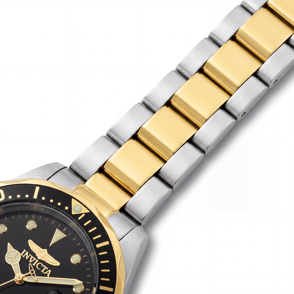 Reloj Invicta de pulsera de acero inoxidable de dos tonos, con esfera negra luminosa y resistente al agua, para mujer, modelo Pro-Diver, Photo 2