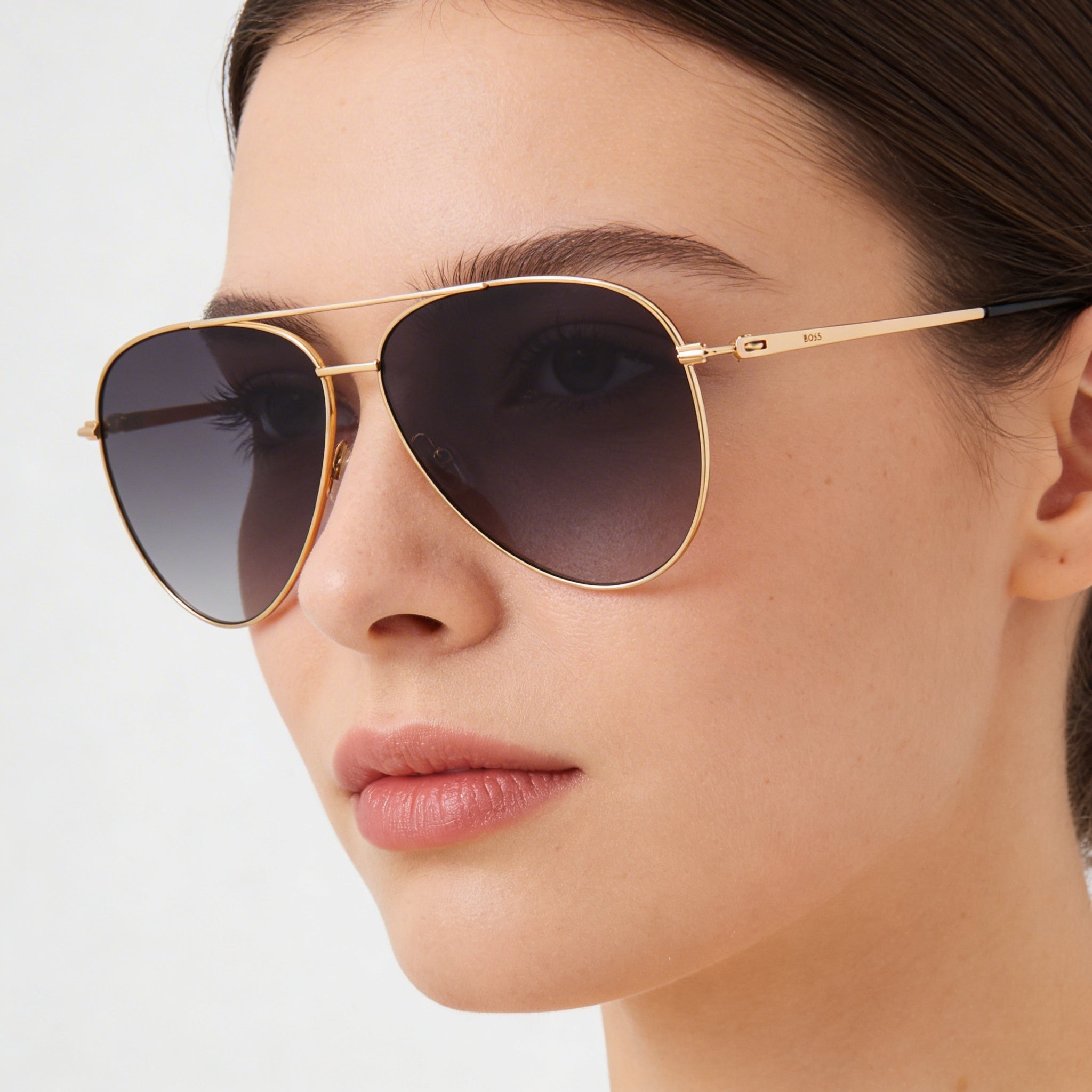 Hugo Boss Classic Women's Rose Gold Stainless Steel Non-Polarized Dark Grey Shaded Sunglasses 60mm, Photo 4