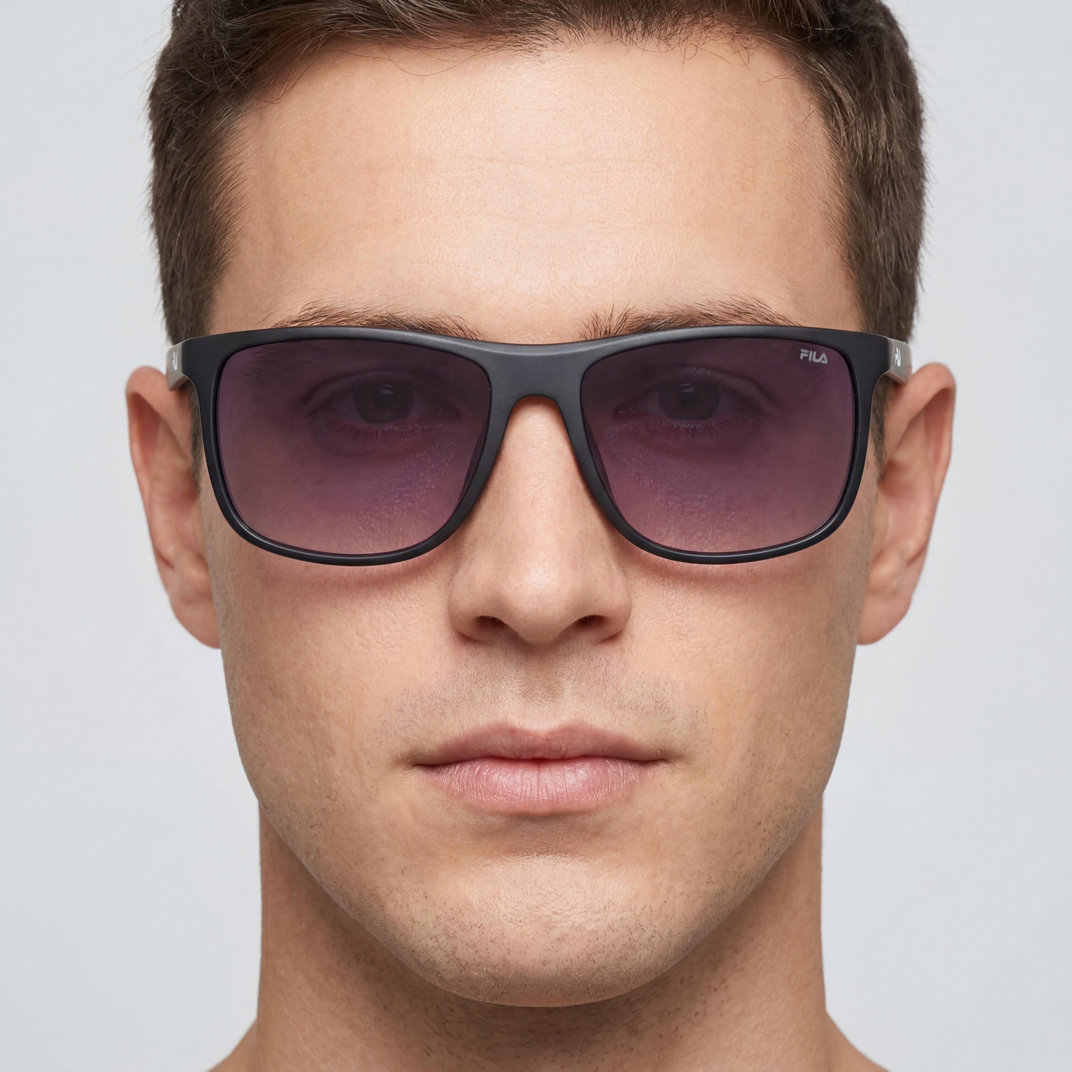 Gafas de sol casuales Fila para hombre con montura de plástico azul mate y lentes no polarizadas azul espejo con protección UV 59, Photo 4