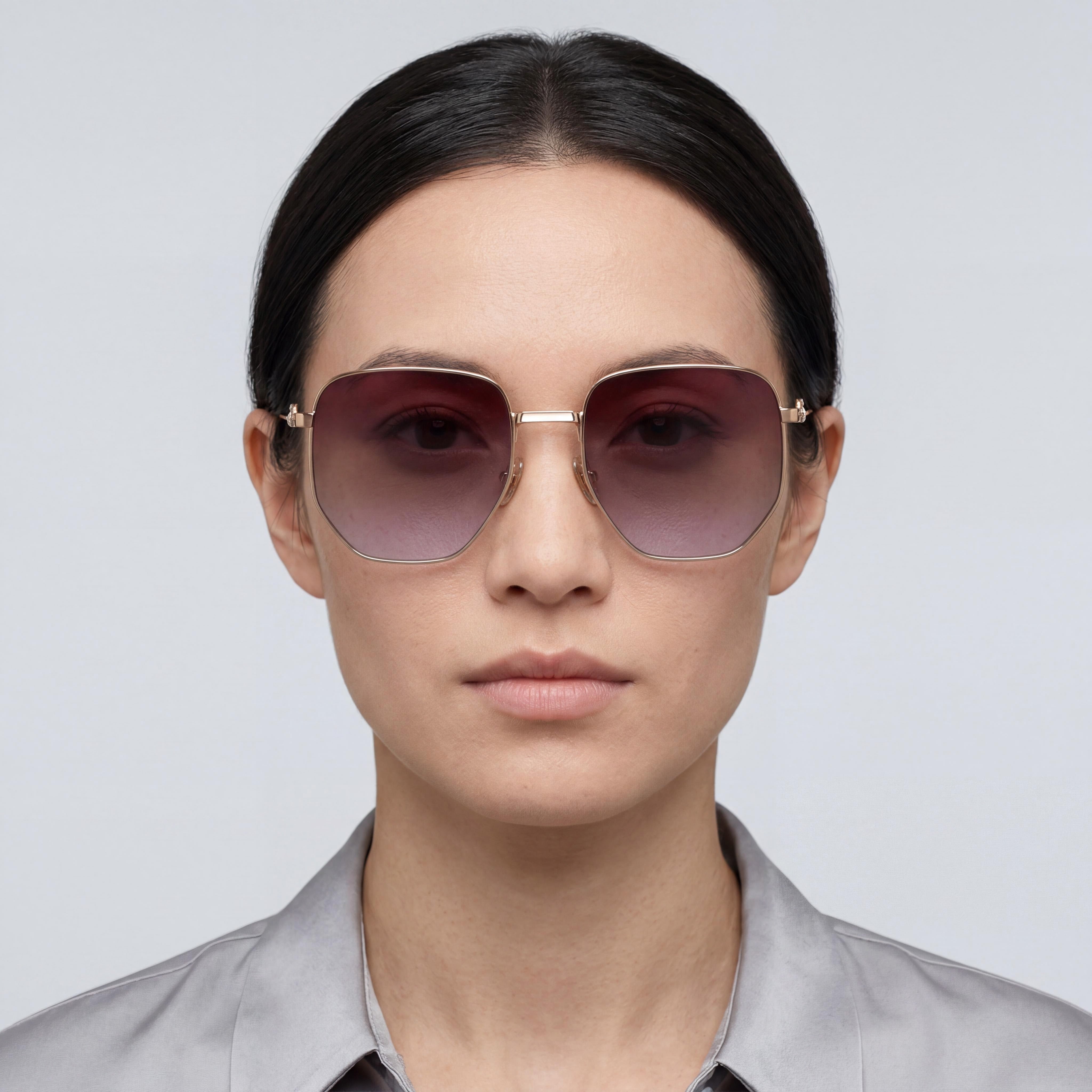Etro Casual Mujer Montura Metálica Oro Rosa, Lentes No Polarizadas Doble Sombra Arena Malva 60mm, Photo 4