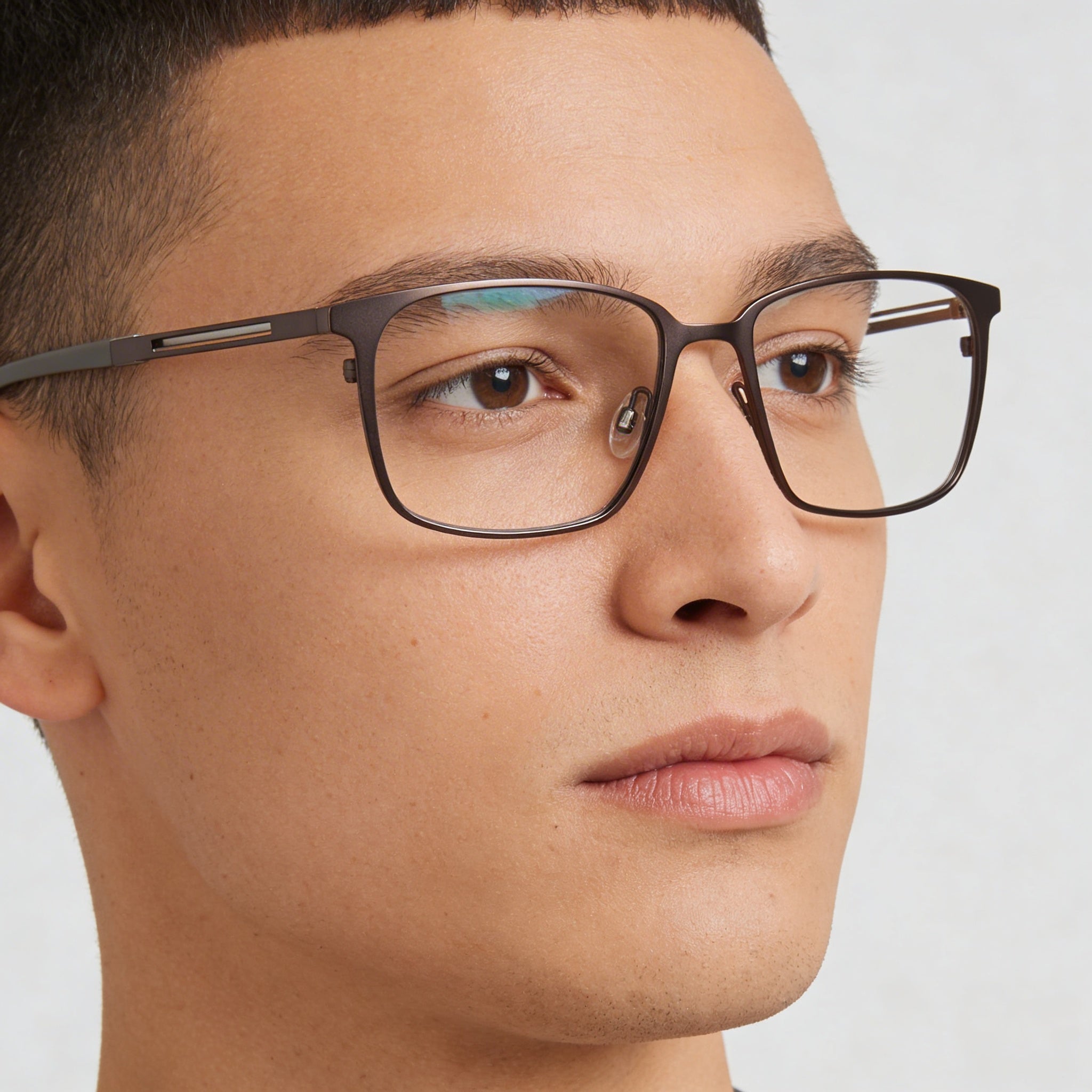 Flexon E1159 Men's Acetate Eyeglasses with Matte Dark Gunmetal Frame, Lens 54mm Bridge 18mm Temple 145mm, Photo 5