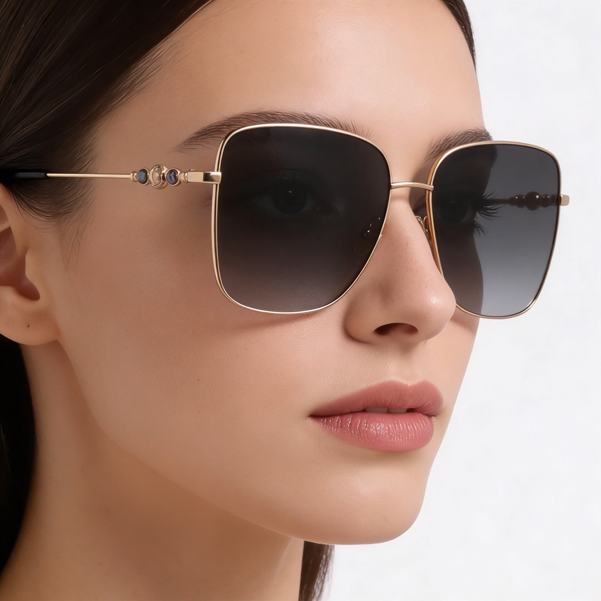 Jimmy Choo Hester/S - Gafas de sol cuadradas para mujer, de acero inoxidable, color negro, dorado, gris degradado, sin polarizar, con protección UV 100 %, 59 mm, Photo 4