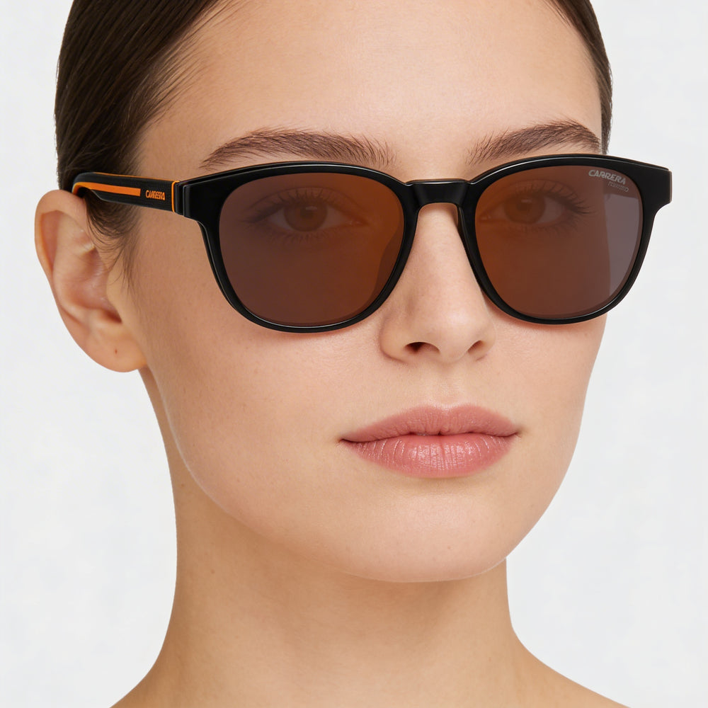 Carrera Gafas de sol de policarbonato negras y naranjas no polarizadas con protección UV de 51 mm para mujer