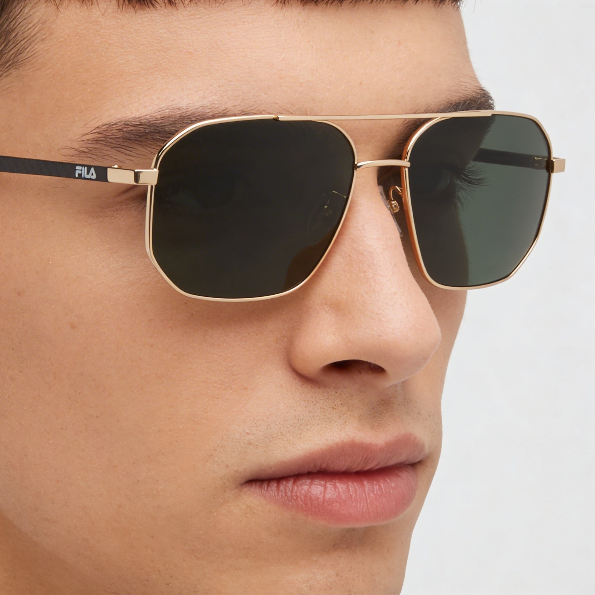 Fila Casual Men's Metal-Injected Shiny Rose Gold Frame Green Polarized UV Sunglasses 58-16-140, Photo 4