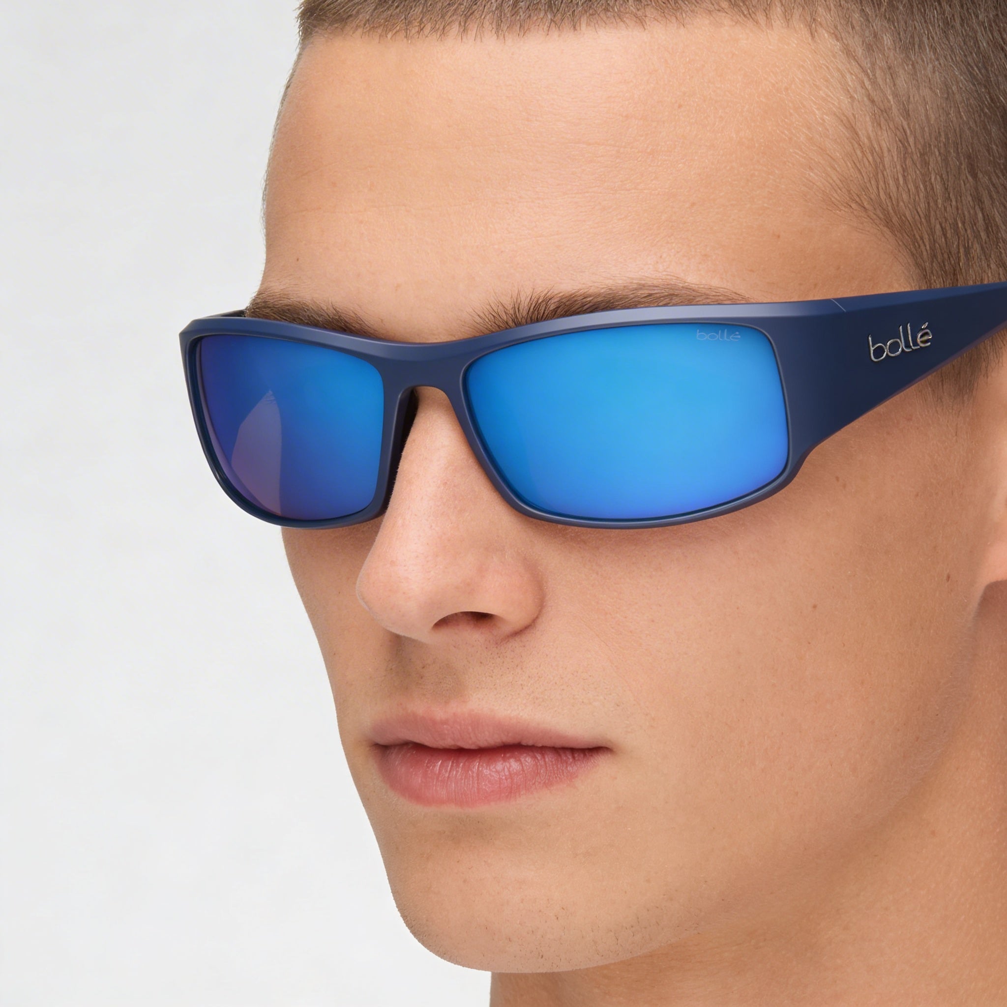 Bollé Casual Unisex Marco Envolvente de Acetato Mate Azul Oscuro con Lentes de Policarbonato UV de 63mm, Photo 5