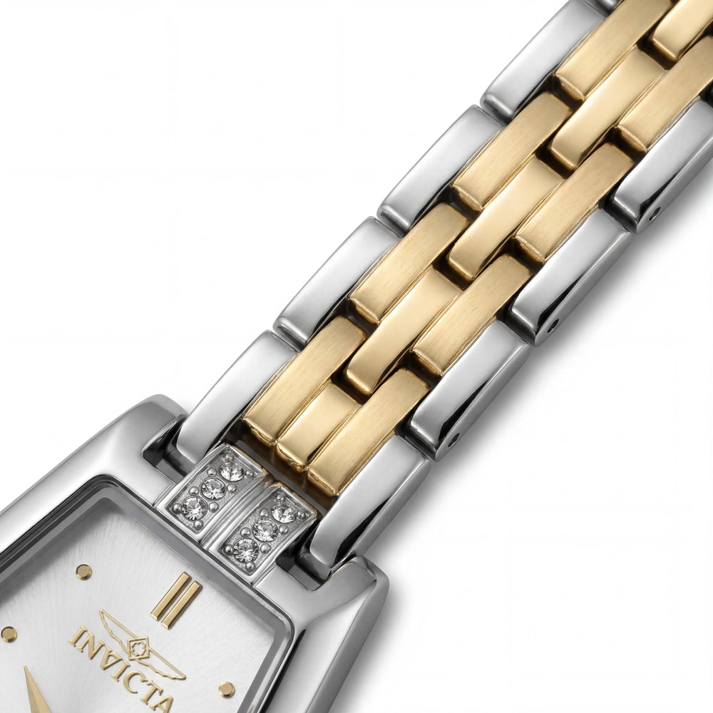 Invicta 48133 Angel Classic Reloj de cuarzo de mujer de 20 mm, tono dorado, esfera plateada