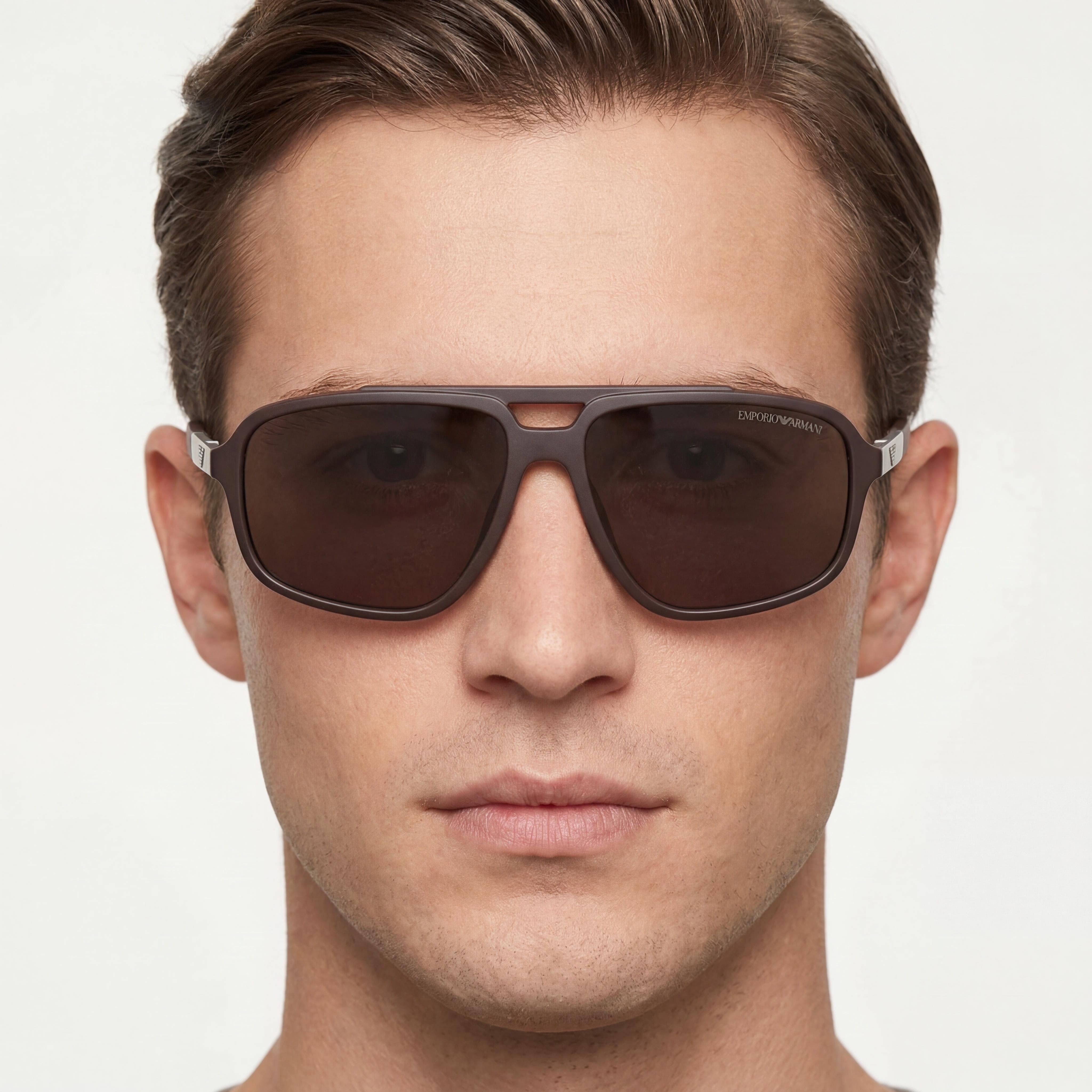 Emporio Armani Ea4236u Universal Fit Men's Dark Brown Frame Brown Lens Plastic UV Protection Sunglasses, 59mm, Photo 5