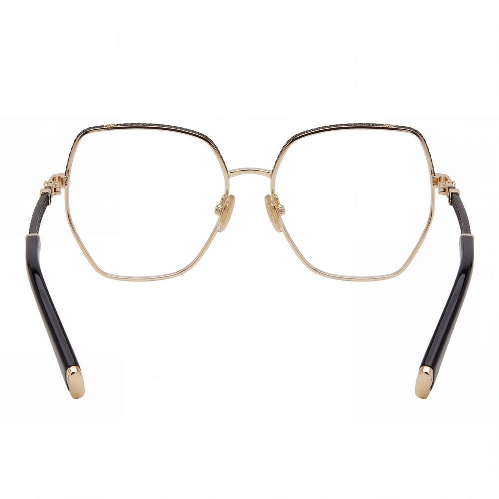 Philipp Plein VPP054S Gold Rectangle Eyeglasses for Men, Acetate 57mm