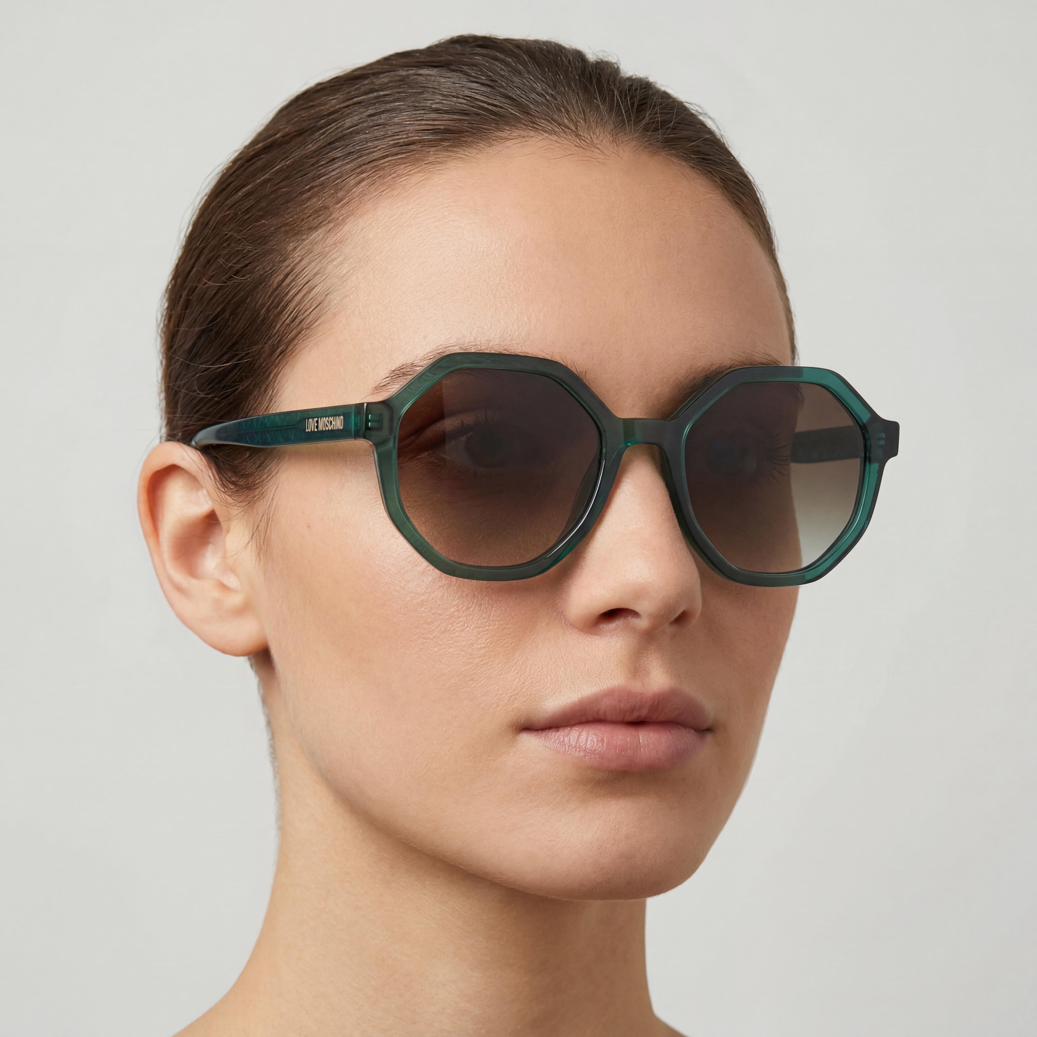 Love Moschino Casual Women's Sunglasses, Green Cellulose Propionate Frame, Brown Shaded Lenses, 52mm, Photo 5