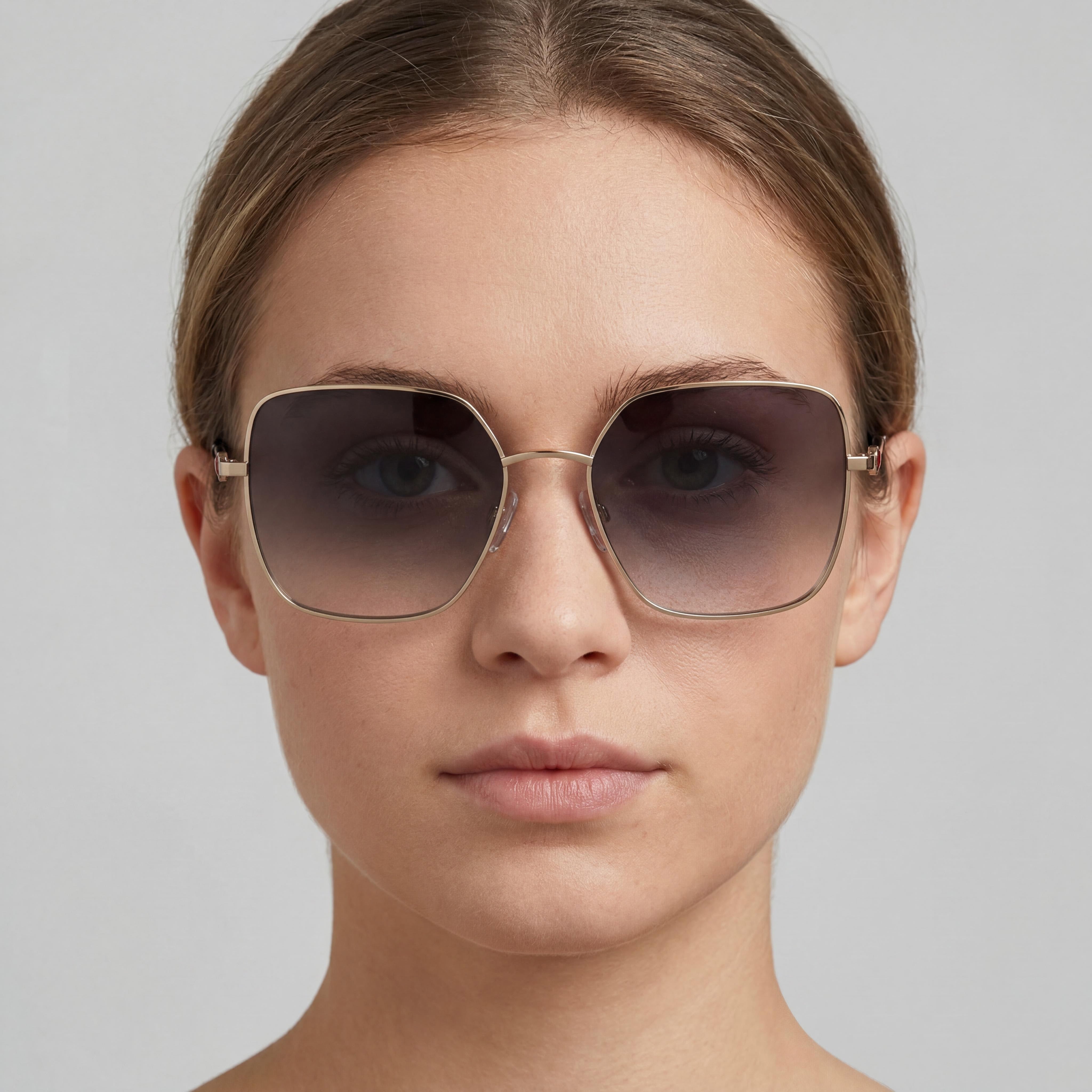 Gafas de sol unisex casuales Love Moschino de metal oro rosa con lentes gris oscuro degradado protección UV 56mm, Photo 4