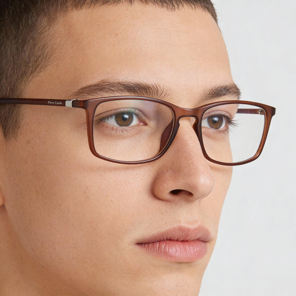 Gafas de sol unisex Pierre Cardin PC 6239 con montura de propionato marrón mate moderno y lentes de policarbonato de 55 mm
