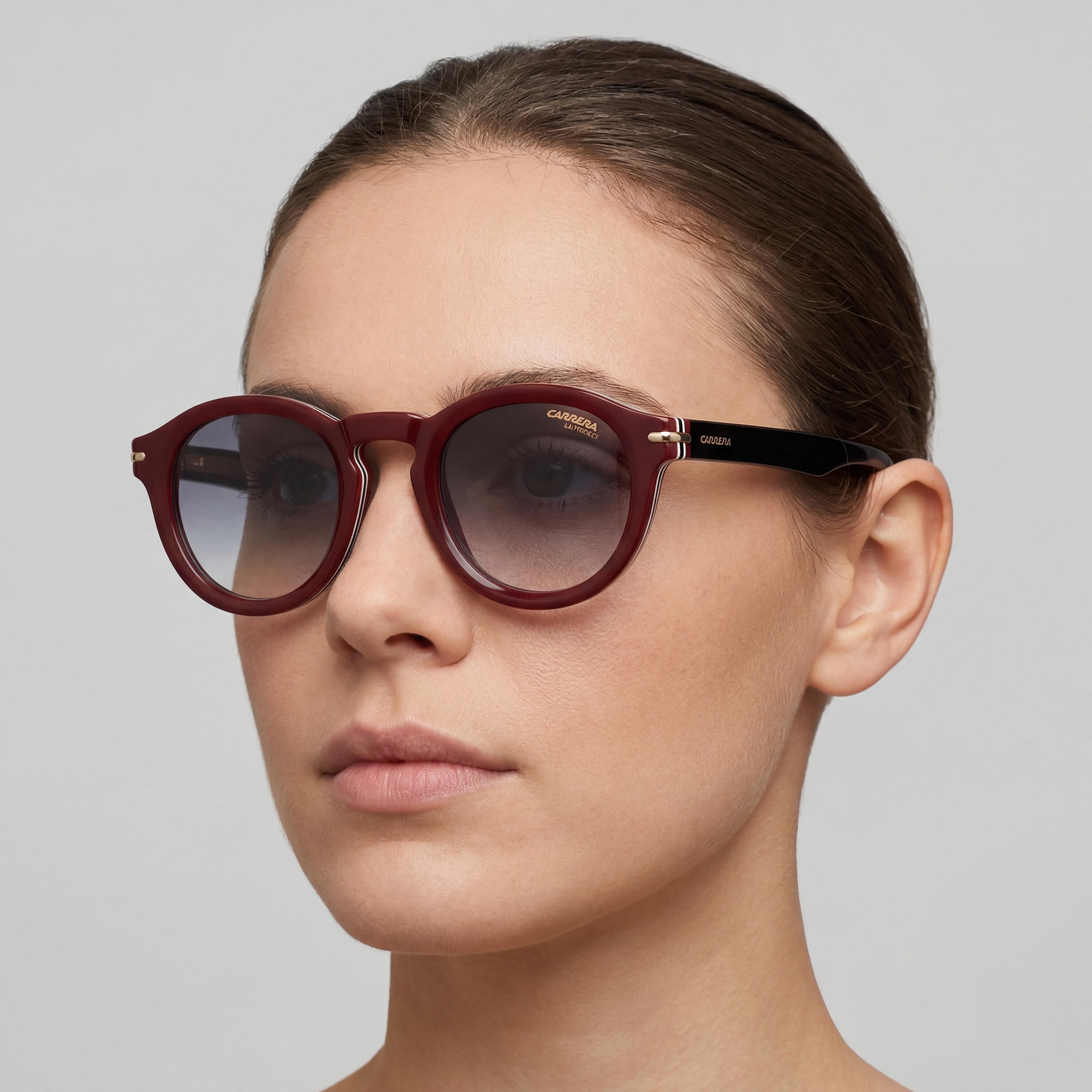 Carrera Modern Women's Acetate Frame Striped Burgundy Sunglasses, UV Protection, 48mm Lens Width, Case Included, Photo 5