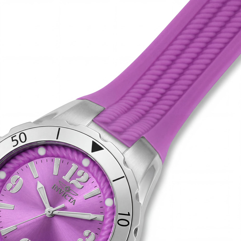 Invicta Angel 24123 Collection Women's Quartz Movement Watch, 38mm Stainless Steel Case, Purple Dial & Rubber Band