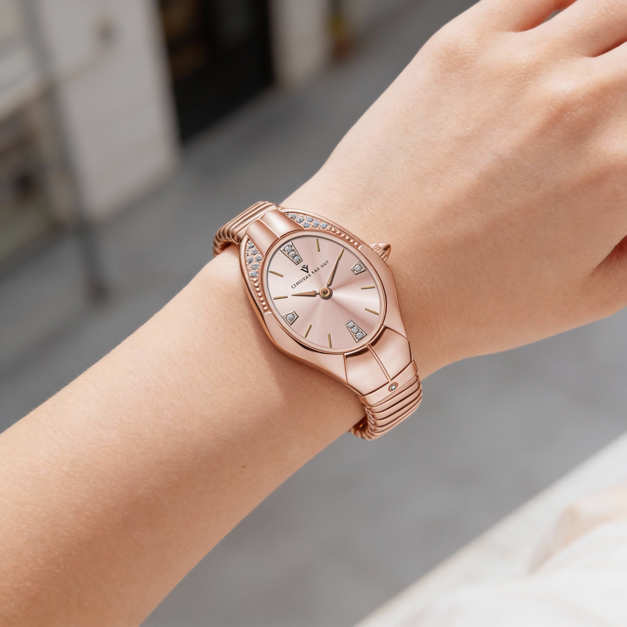 Reloj de cuarzo para mujer Christian Van Sant con esfera de oro rosa y caja y pulsera de acero inoxidable, Photo 3