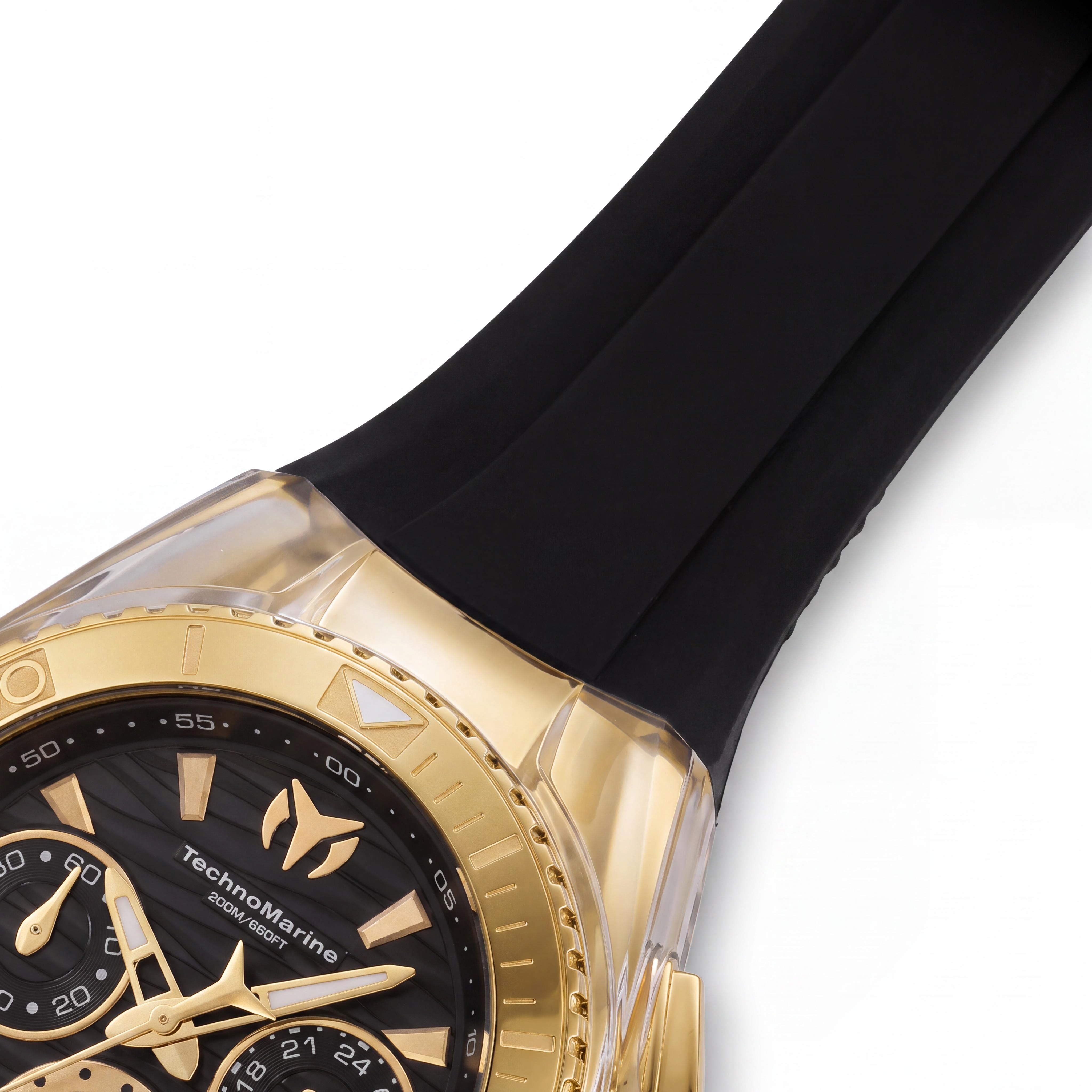 Reloj de mujer TechnoMarine Cruise TM-120036 con cronógrafo y movimiento de cuarzo, esfera negra, caja tono dorado, 40mm, Photo 3