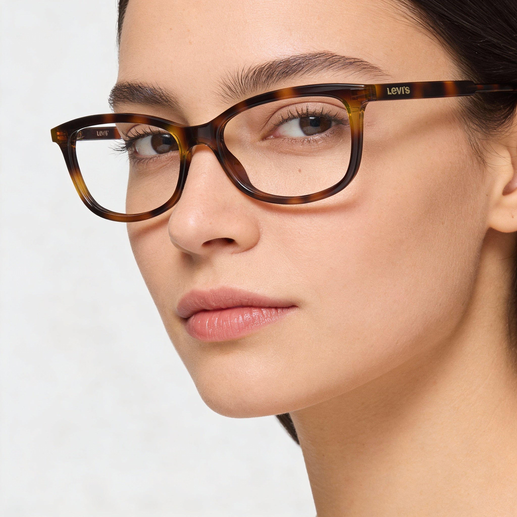 Montura de gafas graduadas rectangulares Levi's 1017 para mujer, color eco PMMA Havana, 51 mm, Photo 4