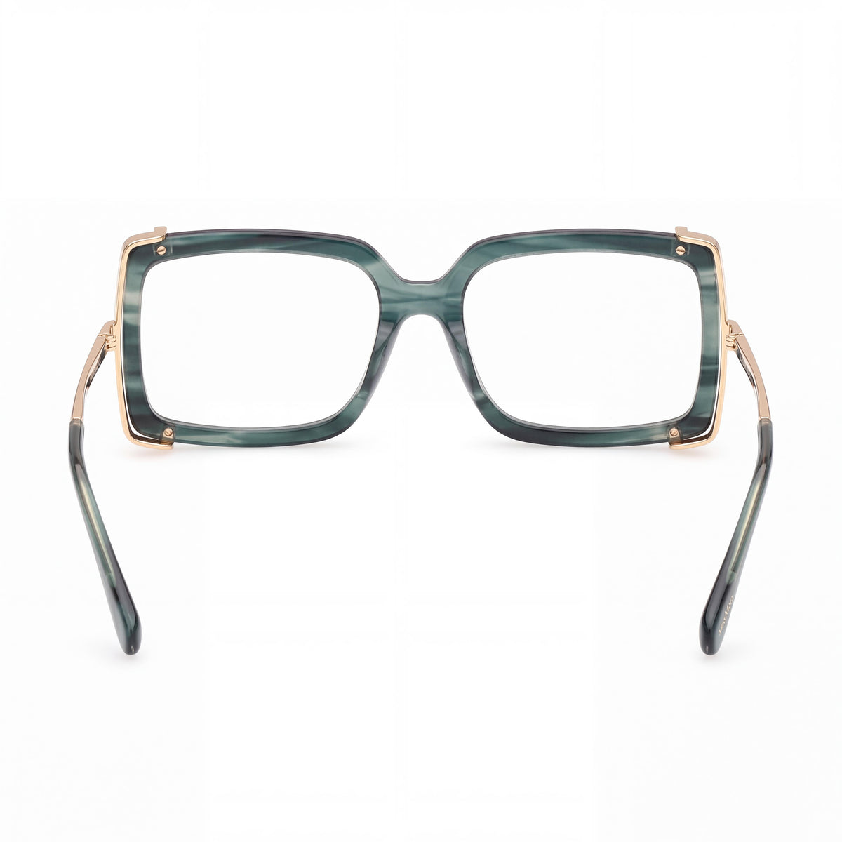 MaxMara Clásico Women's Dark Green Striped Acetate Eyeglasses Transparent Lenses 55-17-135, Photo 3