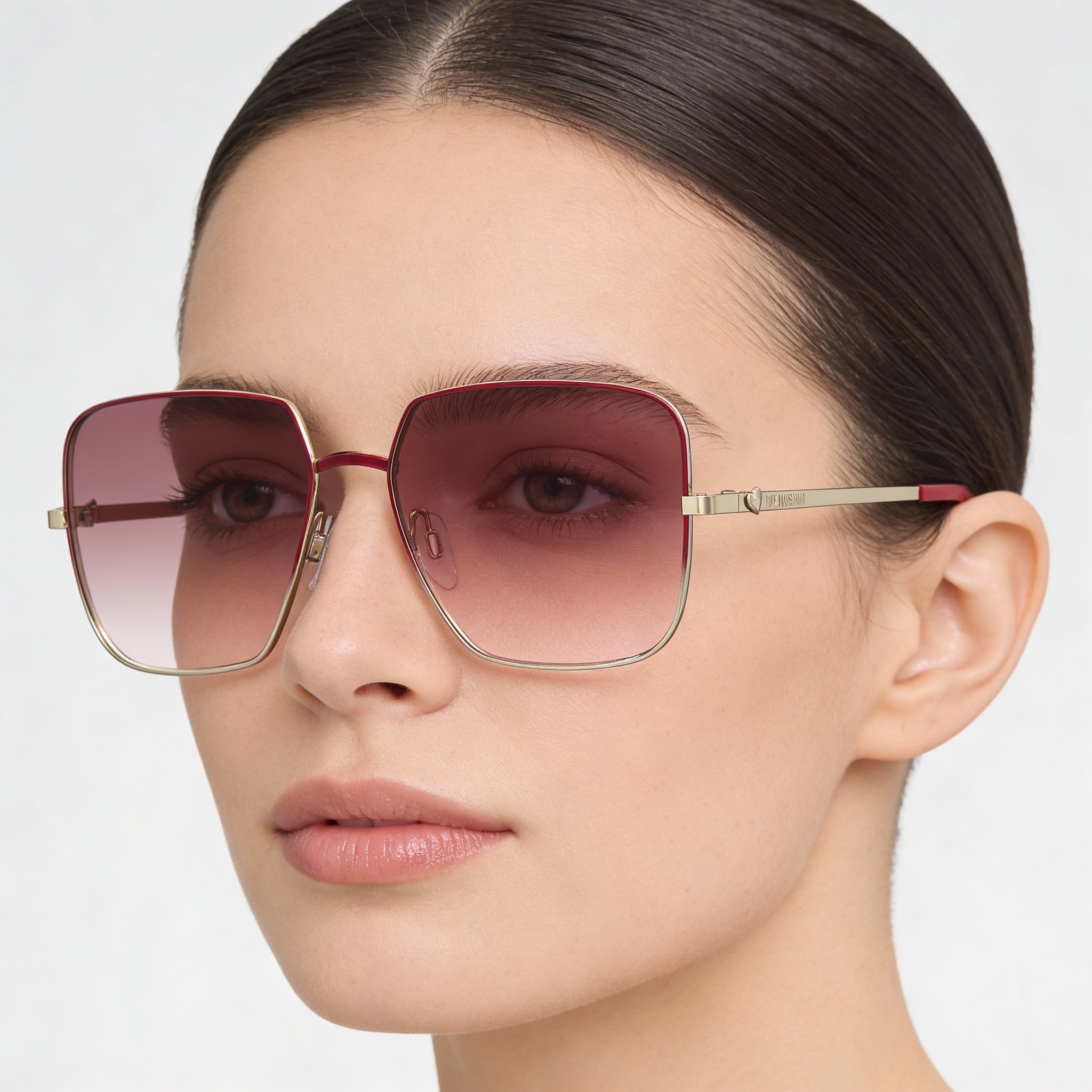 Love Moschino Classic Women's Red Plastic Pink Double Shade UV Sunglasses 56mm, Photo 3