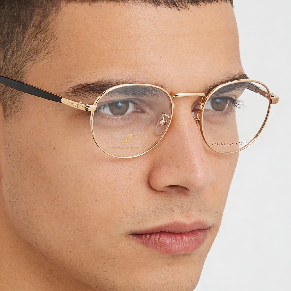 David Beckham Db 1127 Gafas Ópticas Modernas de Acero Aleado para Hombre en Oro y Negro con Lentes de Policarbonato 51mm