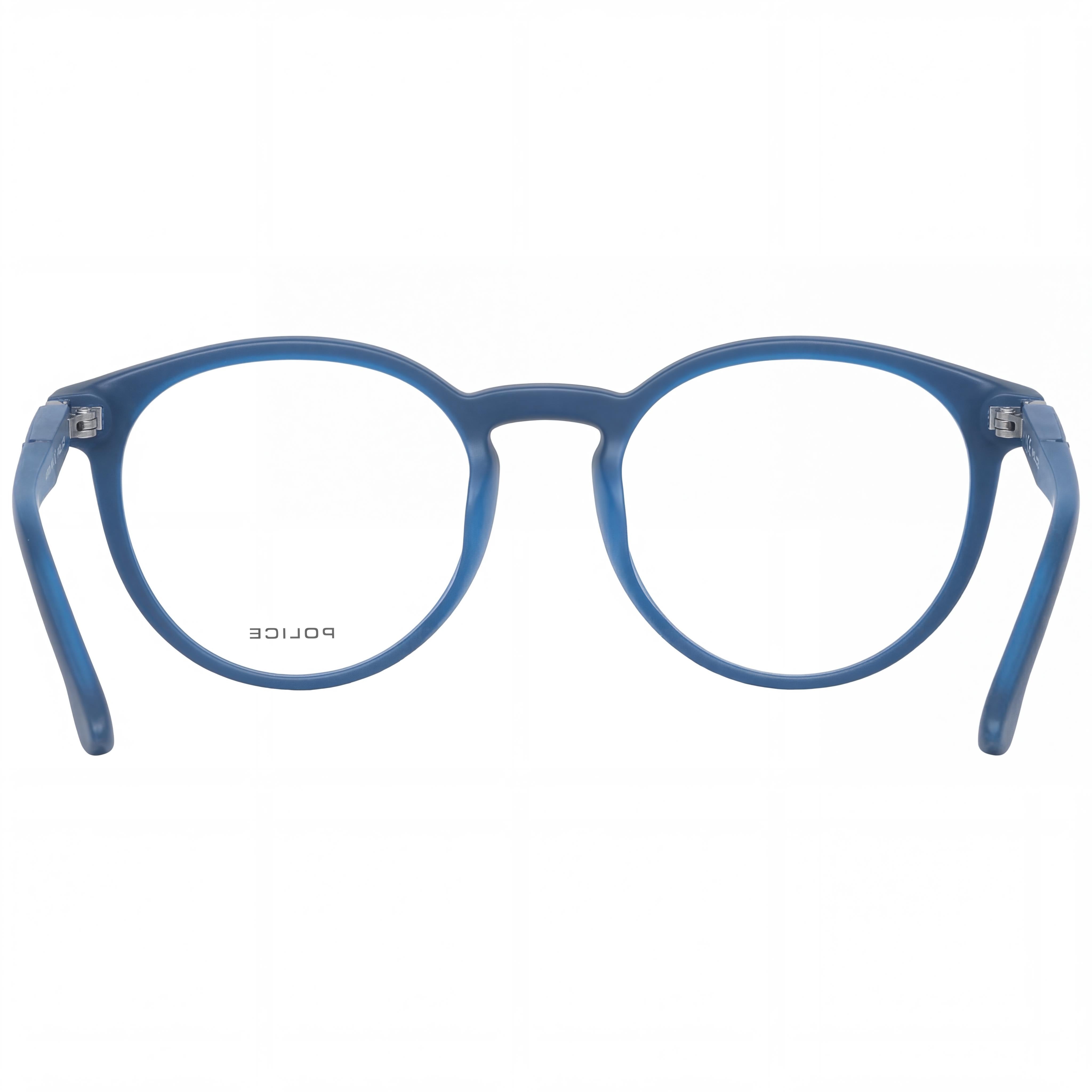 Gafas unisex modernas Police con montura de acetato azul y metal, lentes de policarbonato transparente, tamaño 52 mm., Photo 3