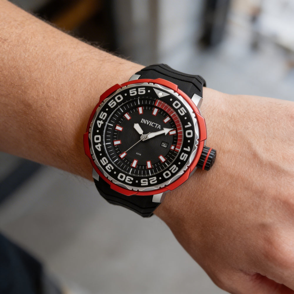 Reloj Invicta Pro Diver - Ocean Voyage 48341 para hombre, de 52 mm, acero inoxidable, esfera negra, cuarzo, correa de silicona, 20 ATM.