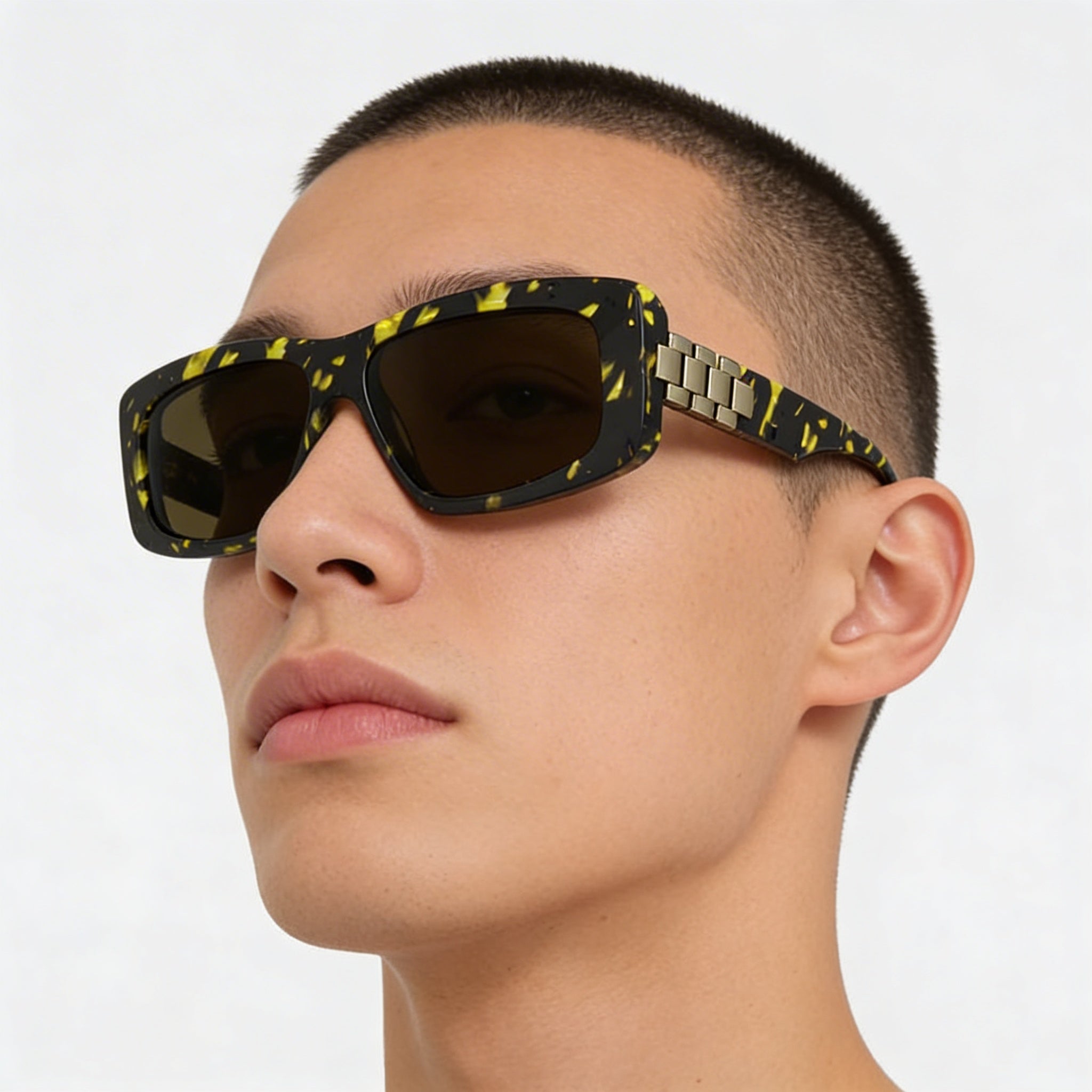 Victoria Beckham Vb669s Unisex Black Yellow Havana Plastic Rectangular Polycarbonate Sunglasses 55mm, Photo 4
