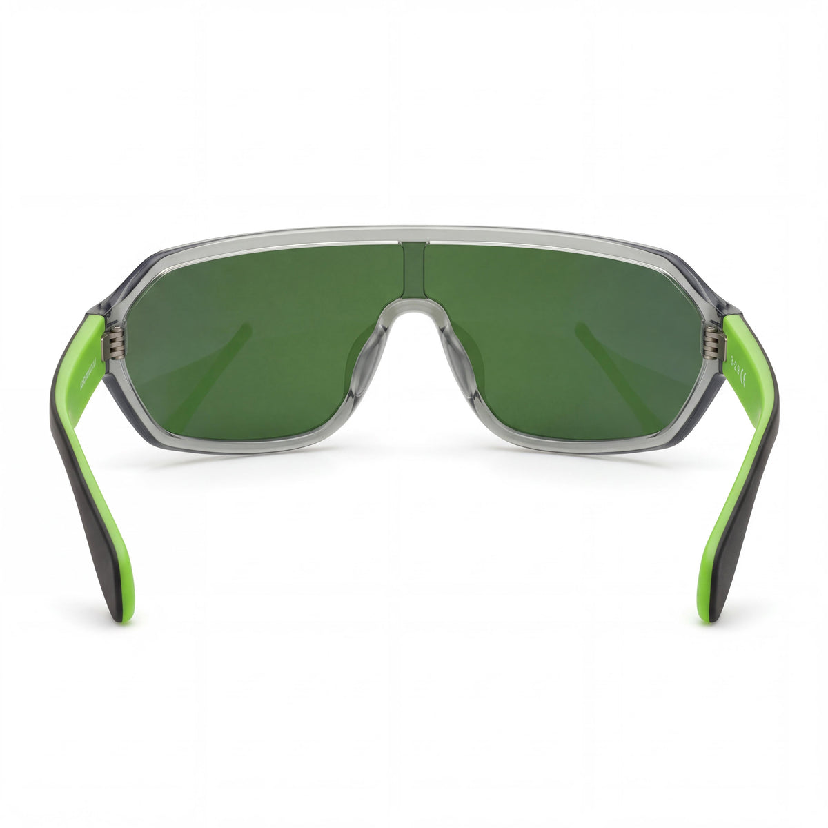 Gafas de sol tipo máscara unisex modernas adidas Originals de acetato gris con lentes de espejo verdes, protección UV, 131 mm de ancho de lente, Photo 3