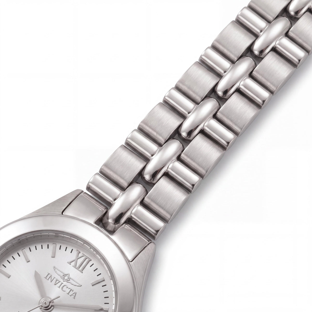 Reloj Invicta Wildflower 0135 unisex de cuarzo con correa de acero inoxidable plateado, resistente al agua, con segundero, 21mm, Photo 3