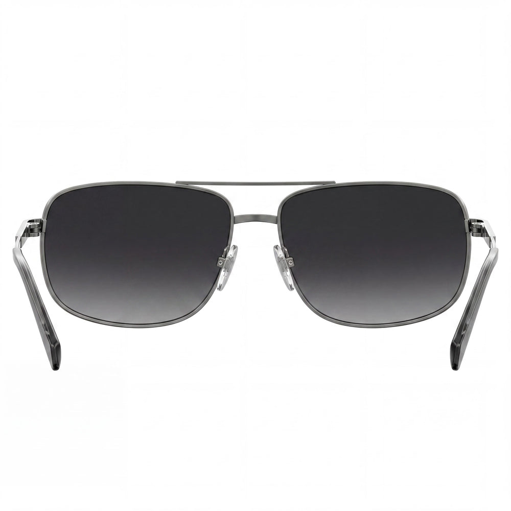 Polaroid Men's Rectangular Polarized UV Stainless Steel Sunglasses, Semi Matte Ruthenium Frame, Gray Lens, 63-14-130mm